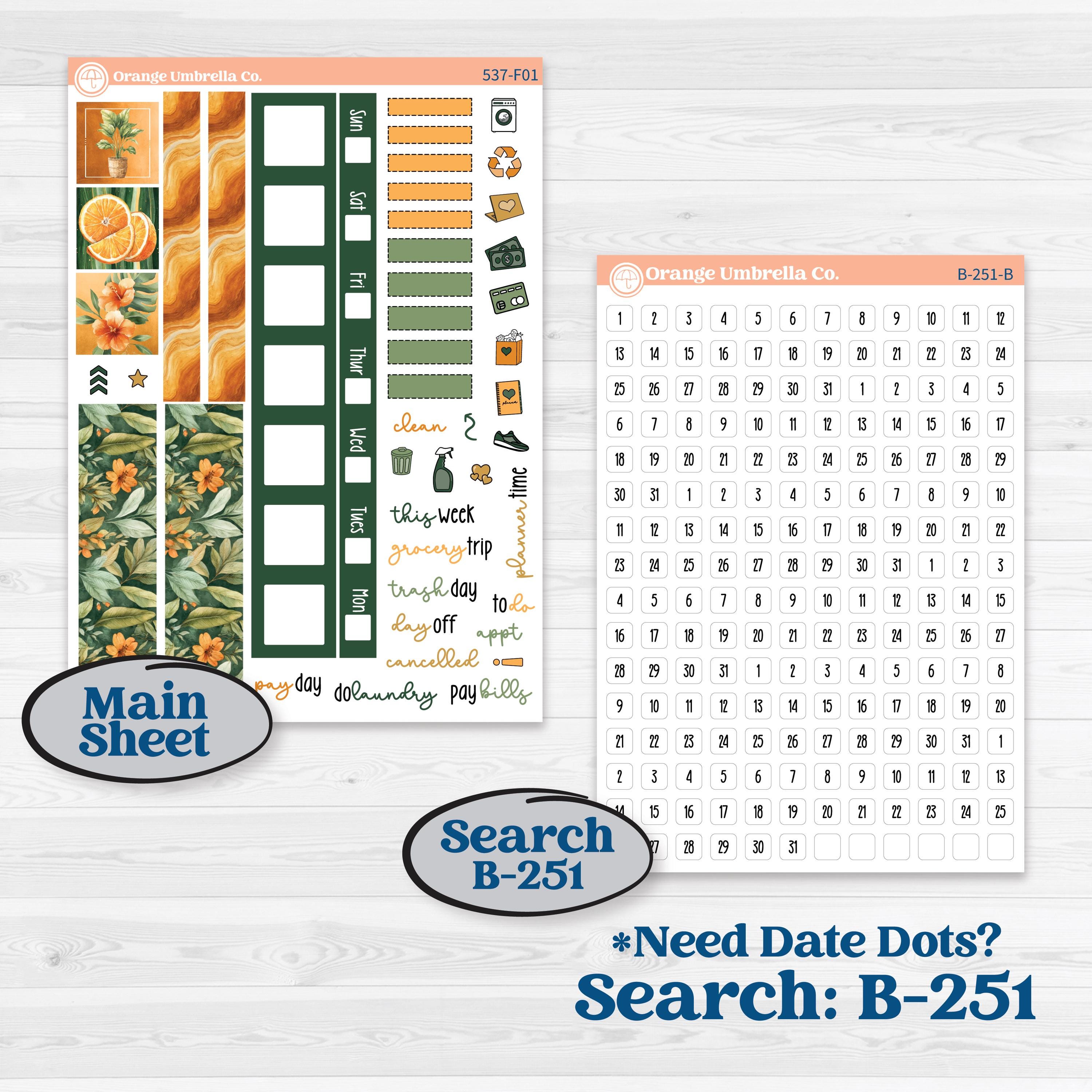 Orange Tropical Kit | Hobonichi Weeks Weekly Planner Kit Stickers | Valencia | KIT-537-F