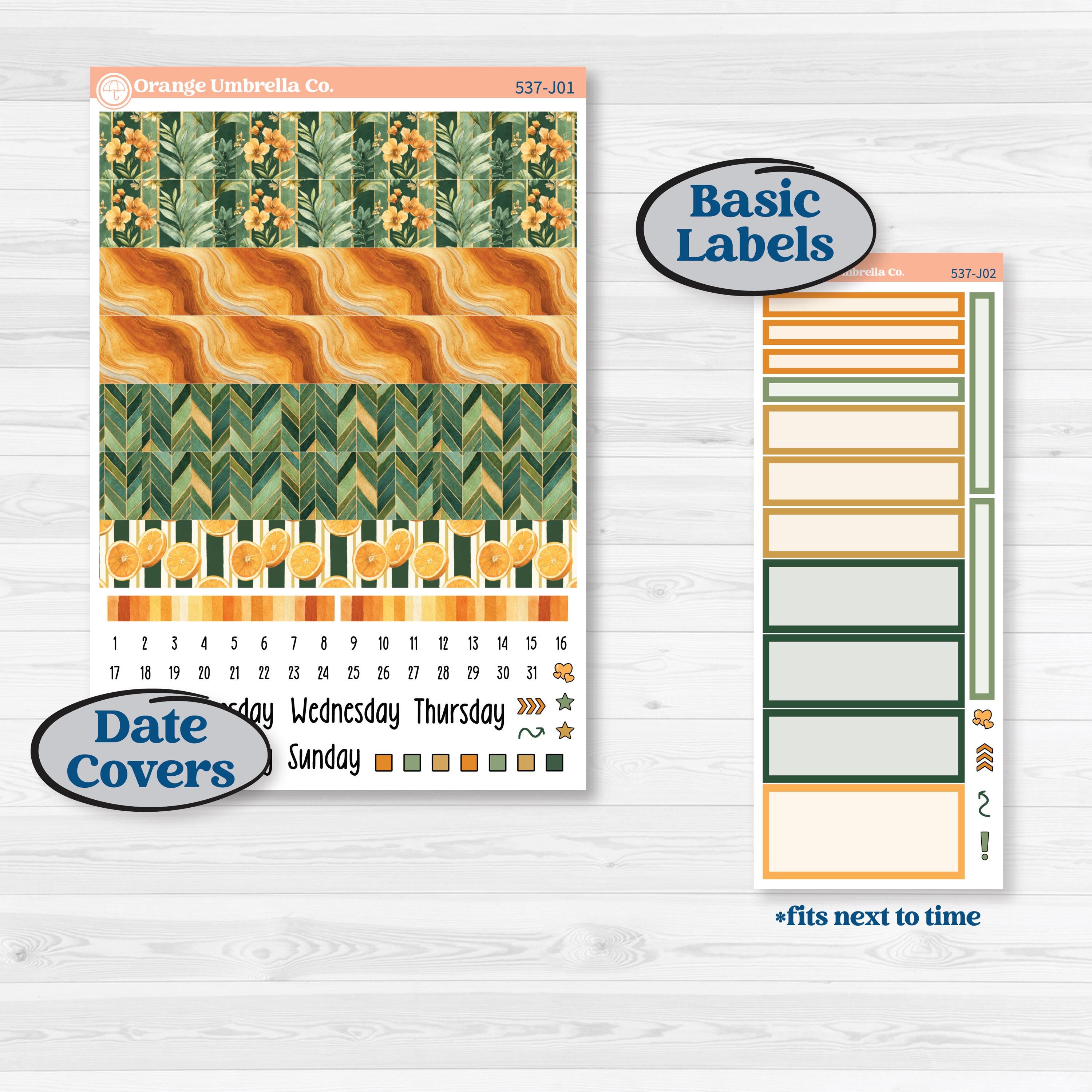Orange Tropical Kit | A5 Daily Duo Planner Kit Stickers | Valencia | KIT-537-J