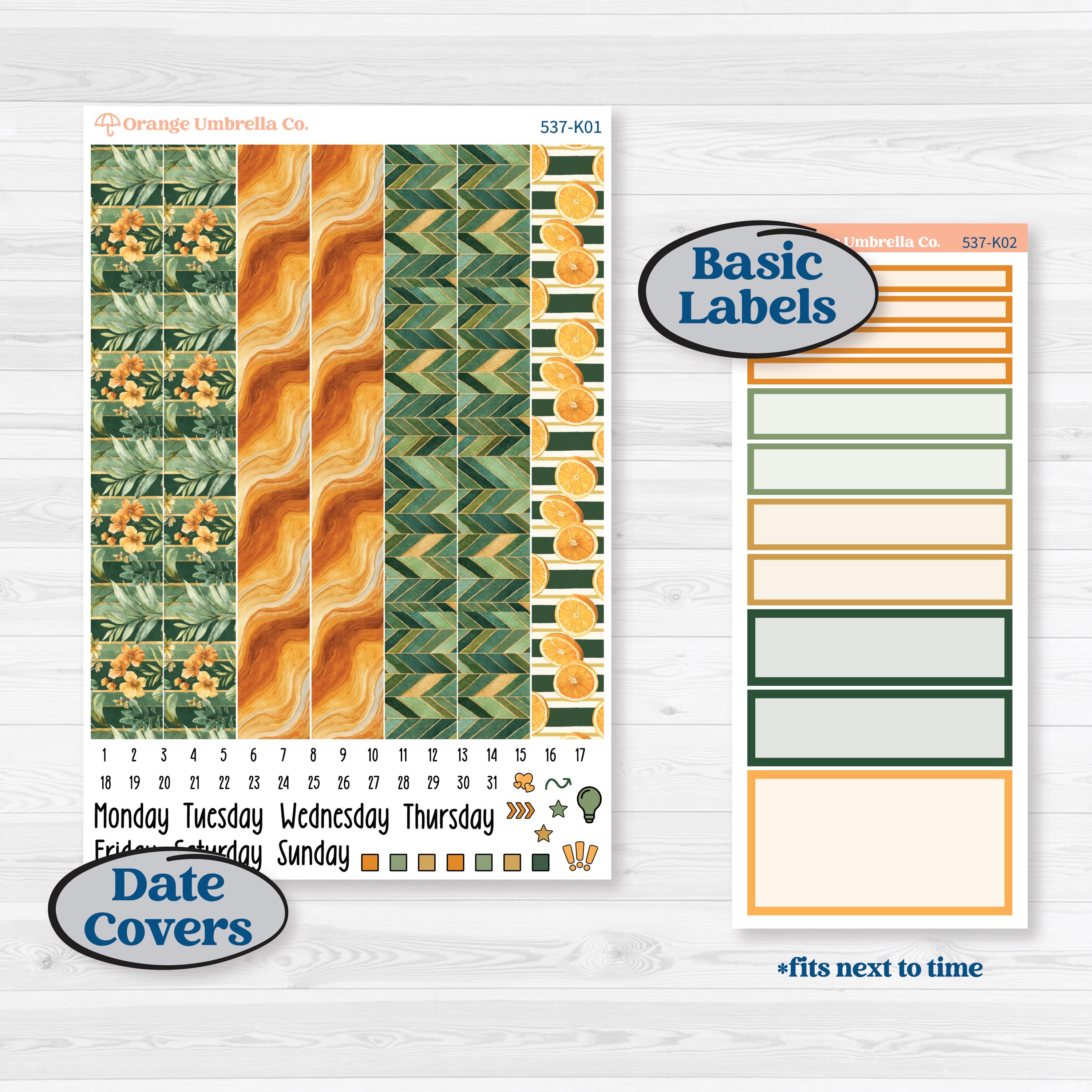 Orange Tropical Kit | 7x9 Erin Condren Daily Duo Planner Kit Stickers | Valencia | KIT-537-K