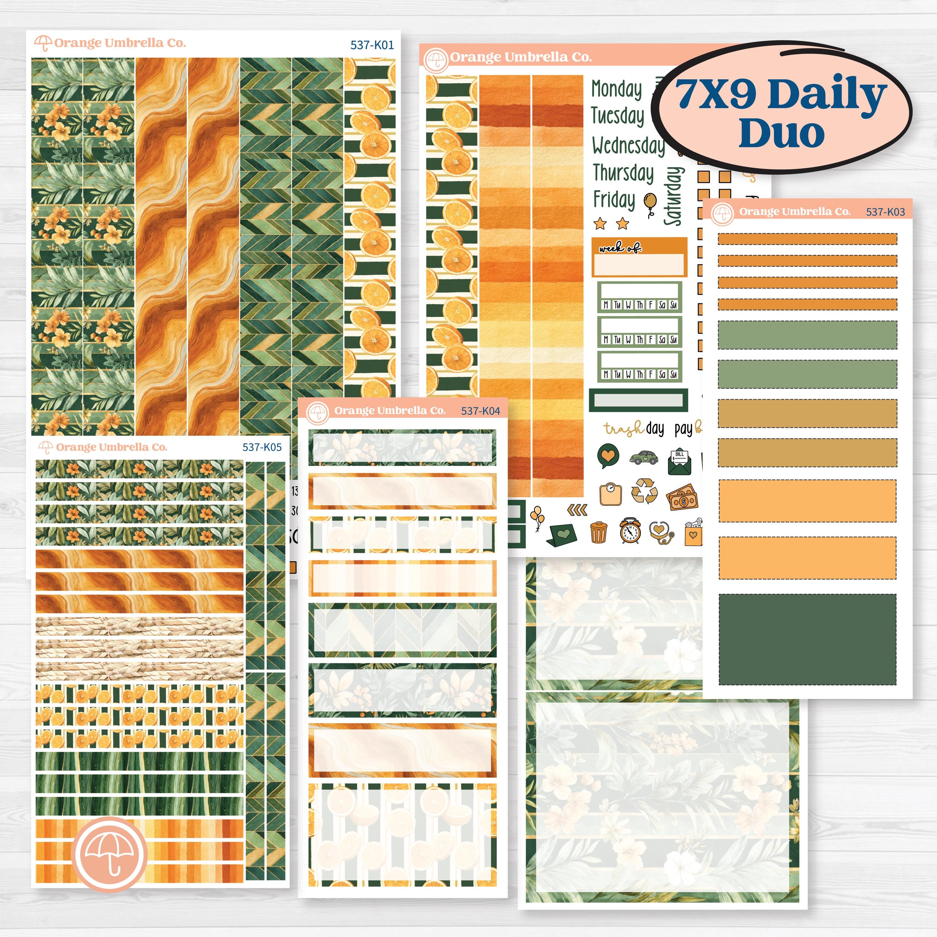 Orange Tropical Kit | 7x9 Erin Condren Daily Duo Planner Kit Stickers | Valencia | KIT-537-K