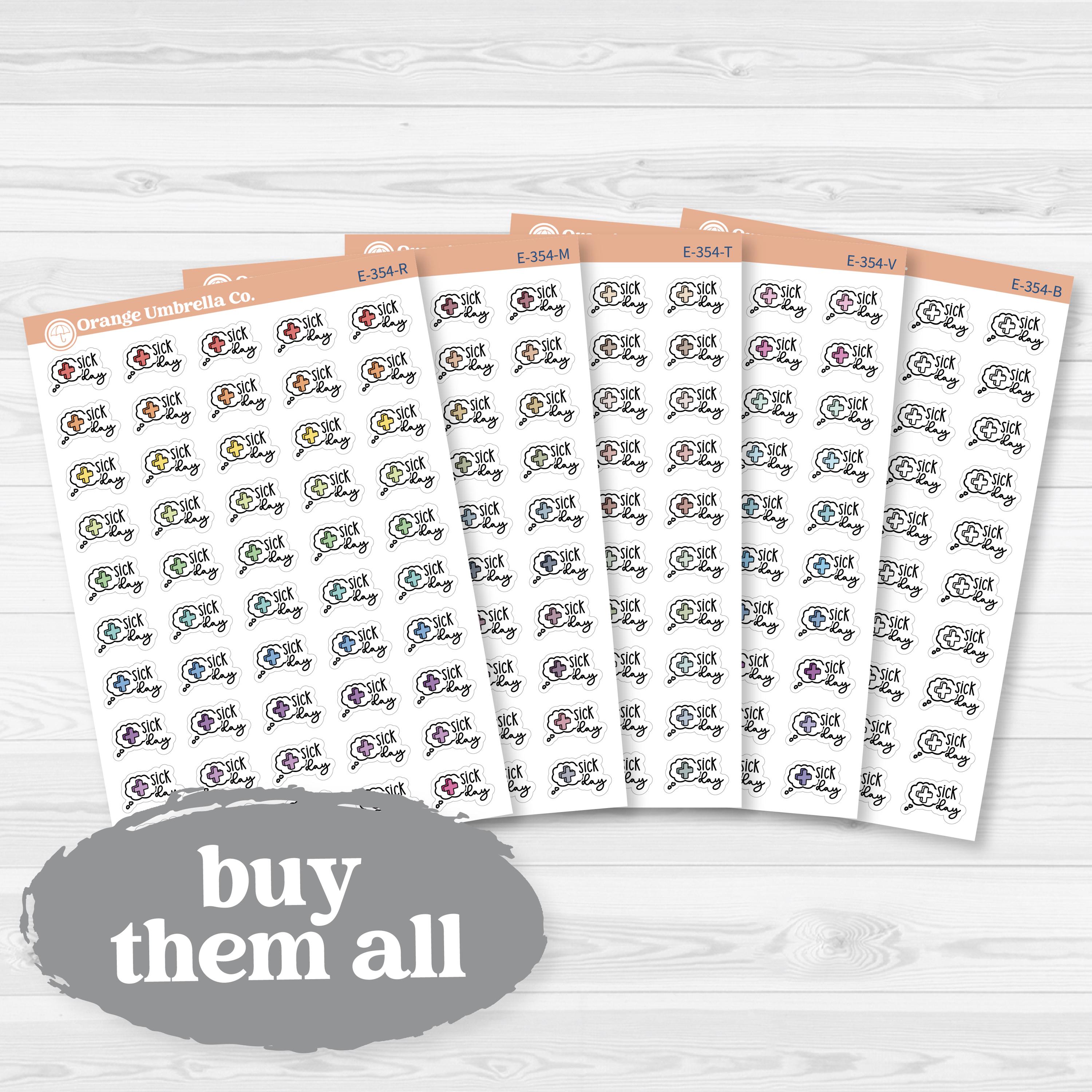 Sick Day Stickers | Doodled Event Planner Stickers | F18 | E-354
