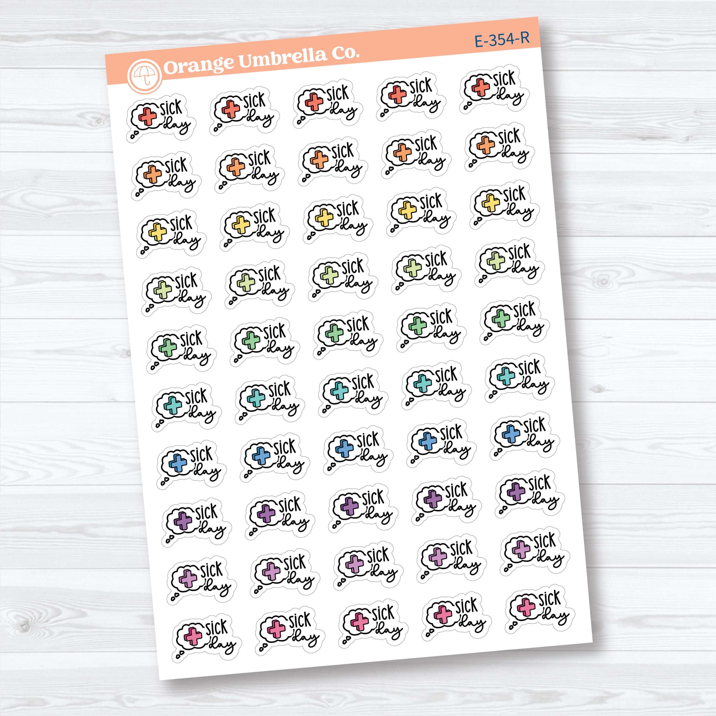 Sick Day Stickers | Doodled Event Planner Stickers | F18 | E-354