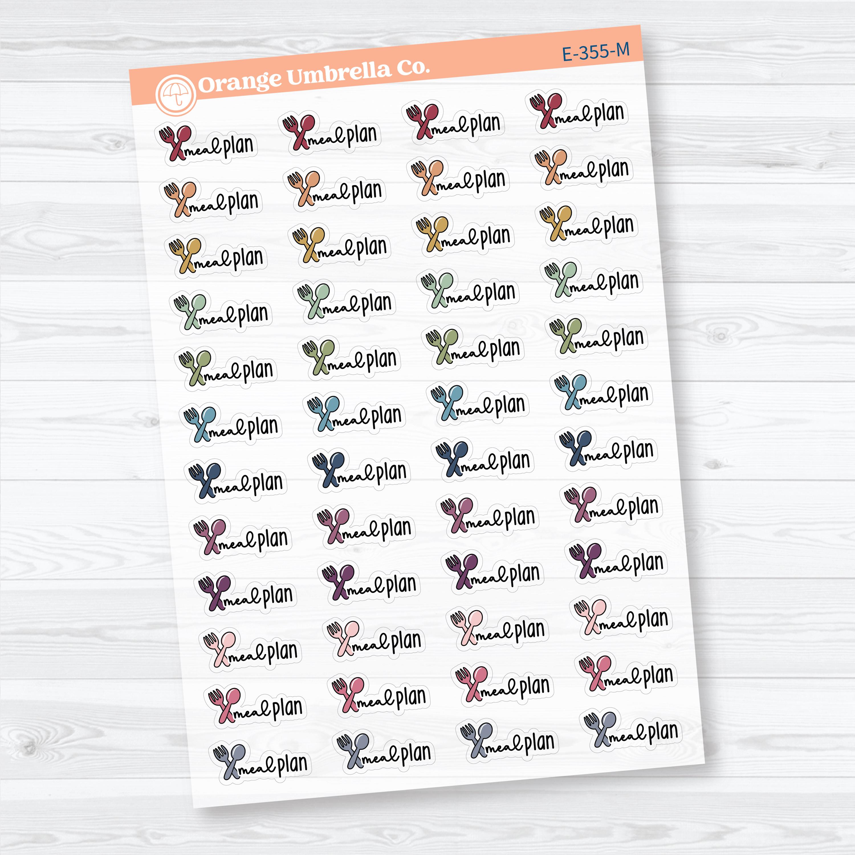 Meal Plan Clear Matte Stickers | Doodled Event Planner Stickers | F18 | E-355-CM