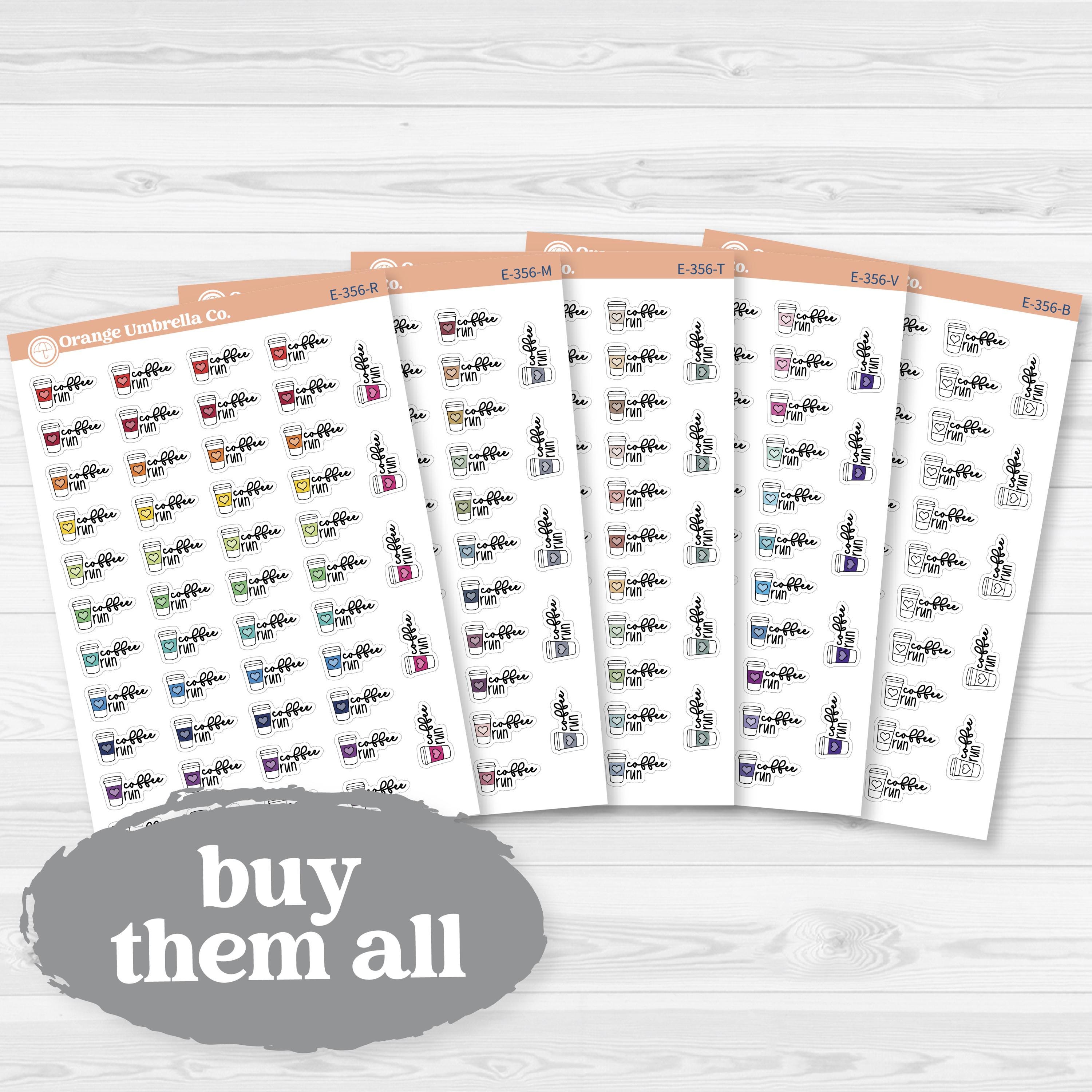 Coffee Run Stickers | Doodled Event Planner Stickers | F18 | E-356