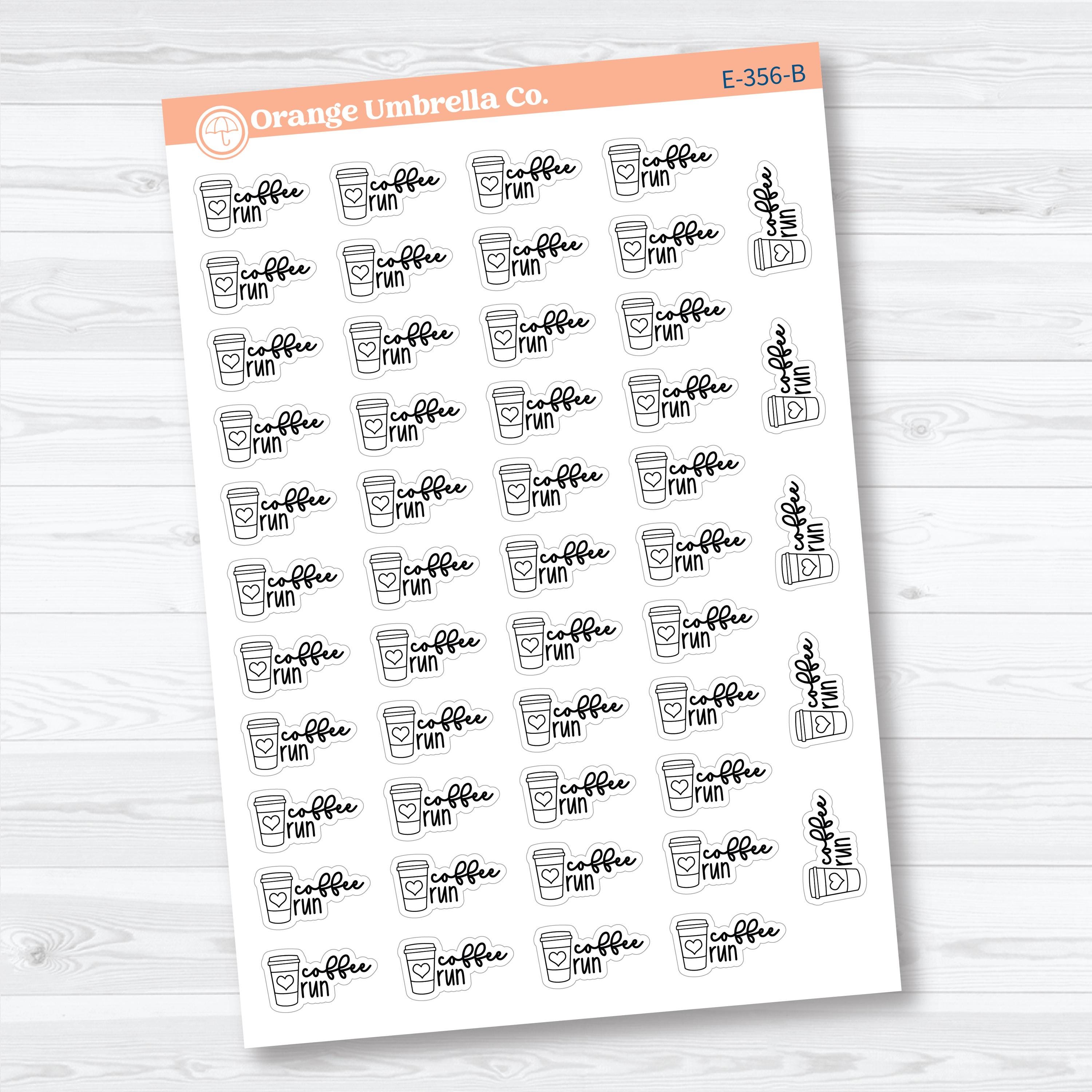 Coffee Run Stickers | Doodled Event Planner Stickers | F18 | E-356