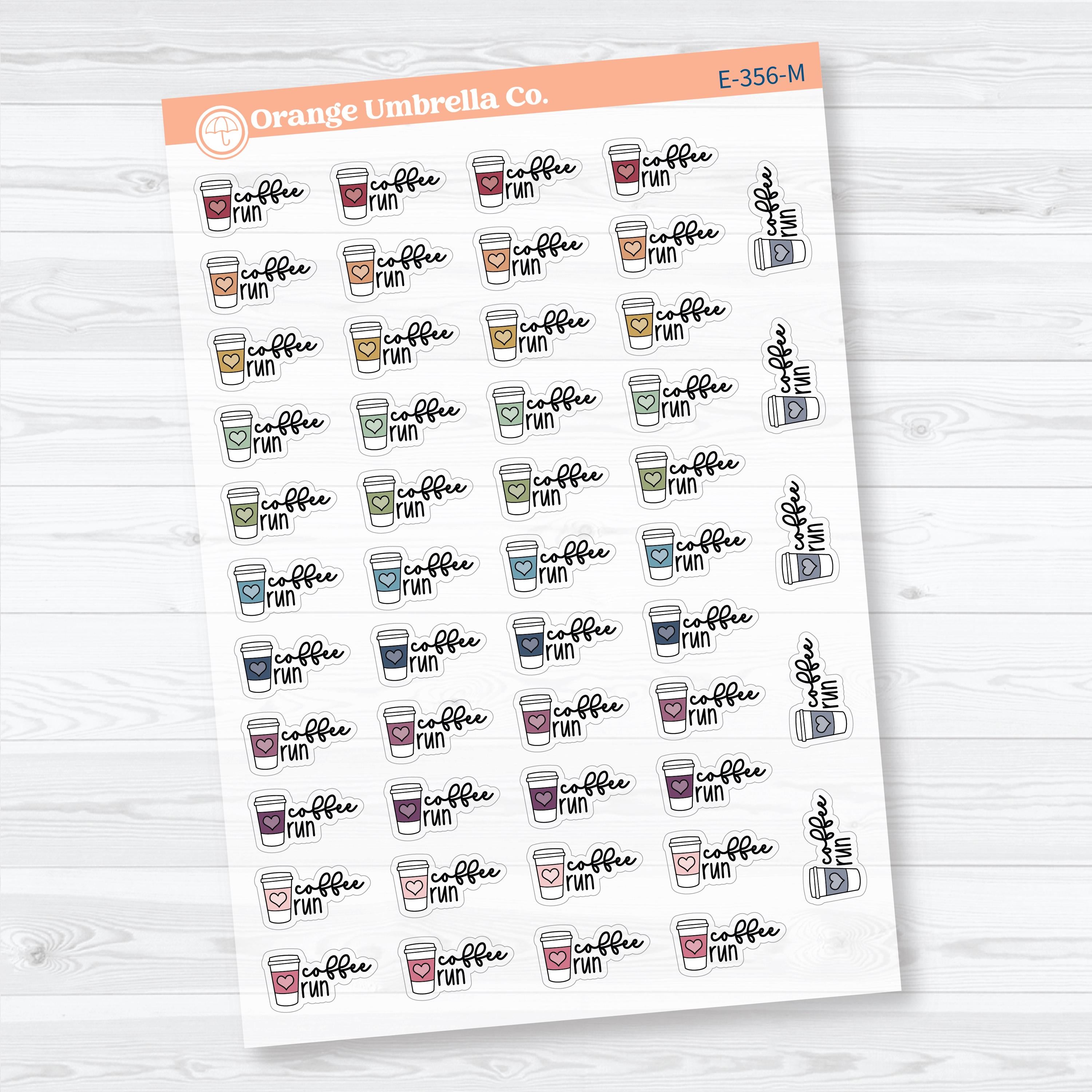 Coffee Run Clear Matte Stickers | Doodled Event Planner Stickers | F18 | E-356-CM