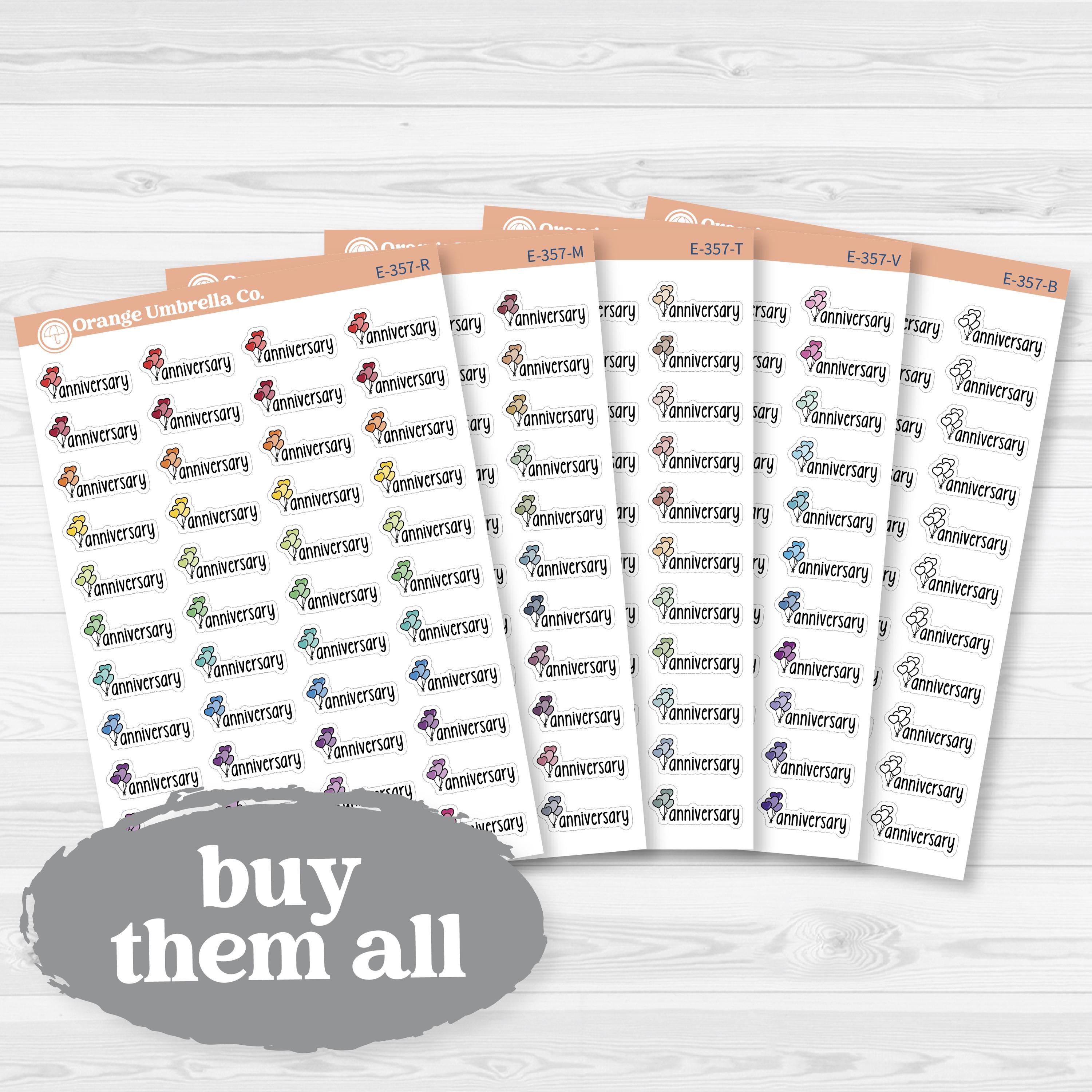 Anniversary Stickers | Doodled Event Planner Stickers | F18 | E-357