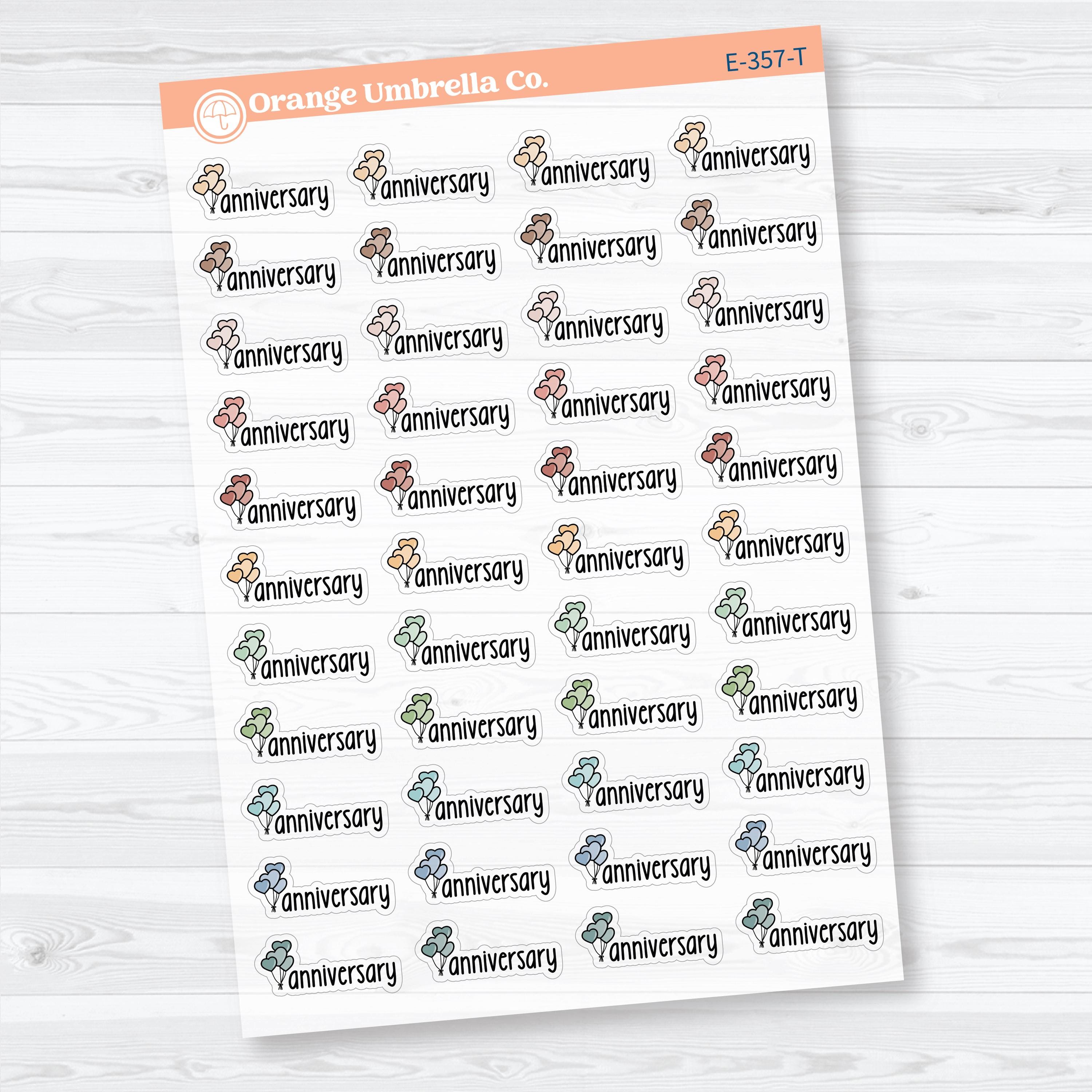 Anniversary Clear Matte Stickers | Doodled Event Planner Stickers | F18 | E-357-CM