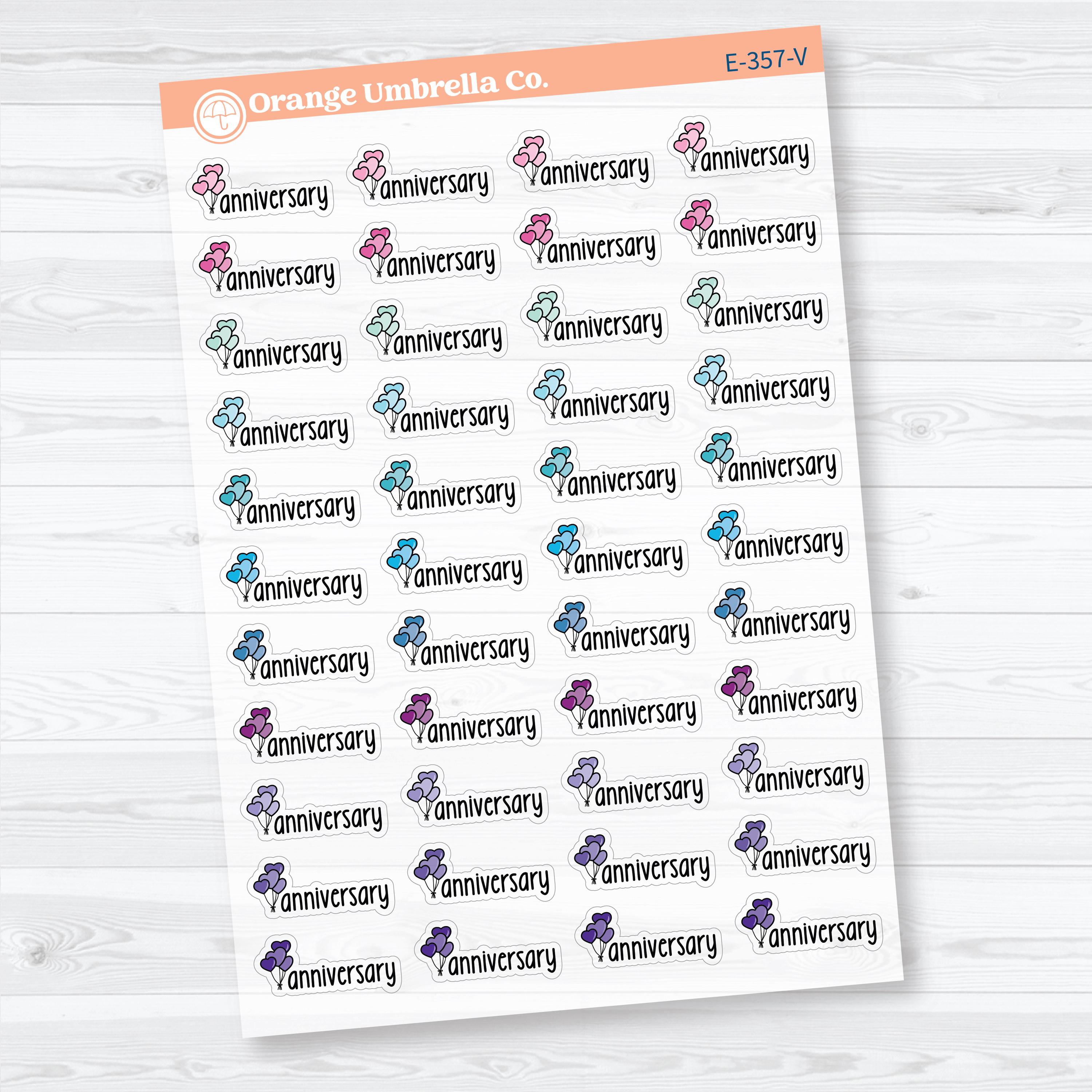 Anniversary Clear Matte Stickers | Doodled Event Planner Stickers | F18 | E-357-CM