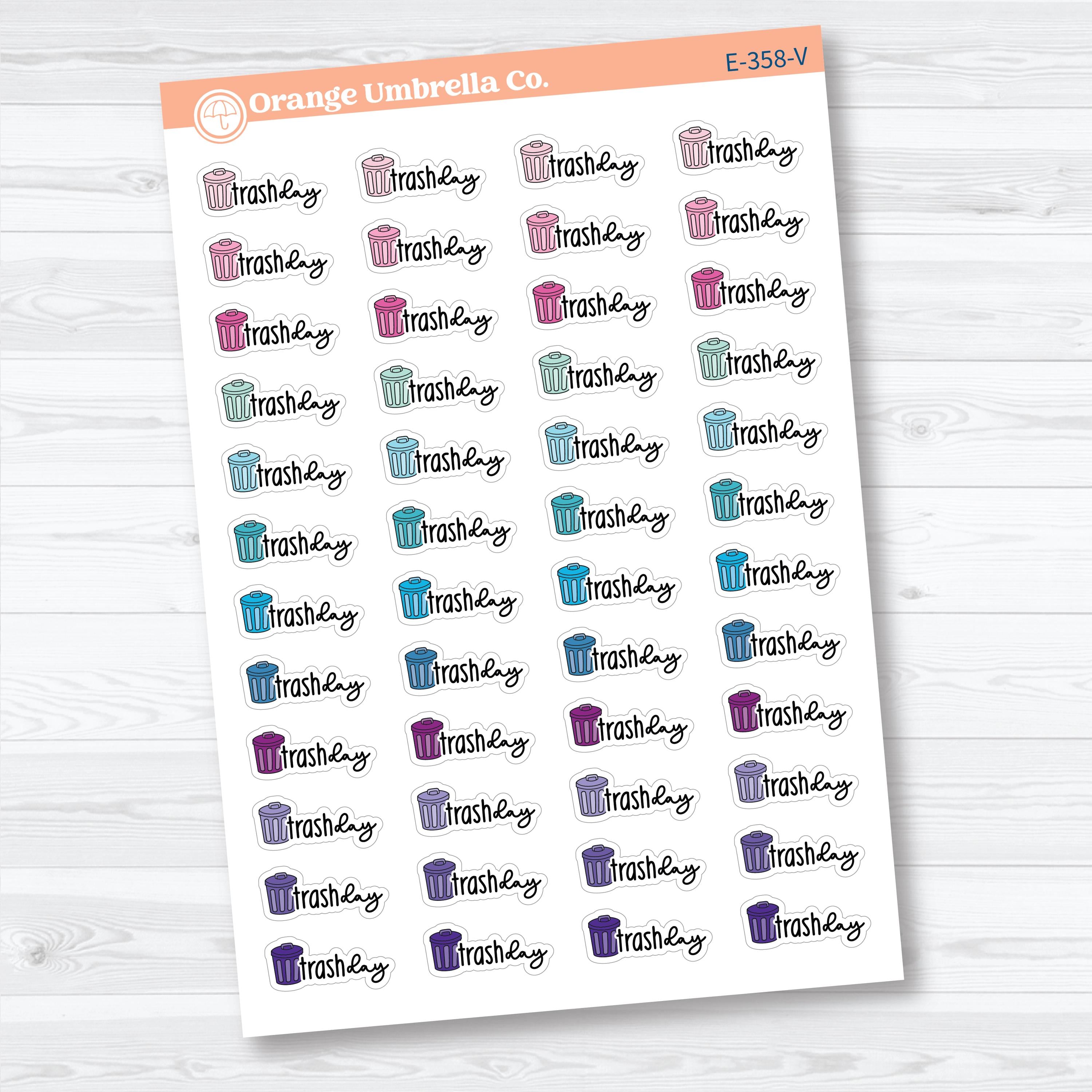 Trash Day Stickers | Doodled Event Planner Stickers | F18 | E-358