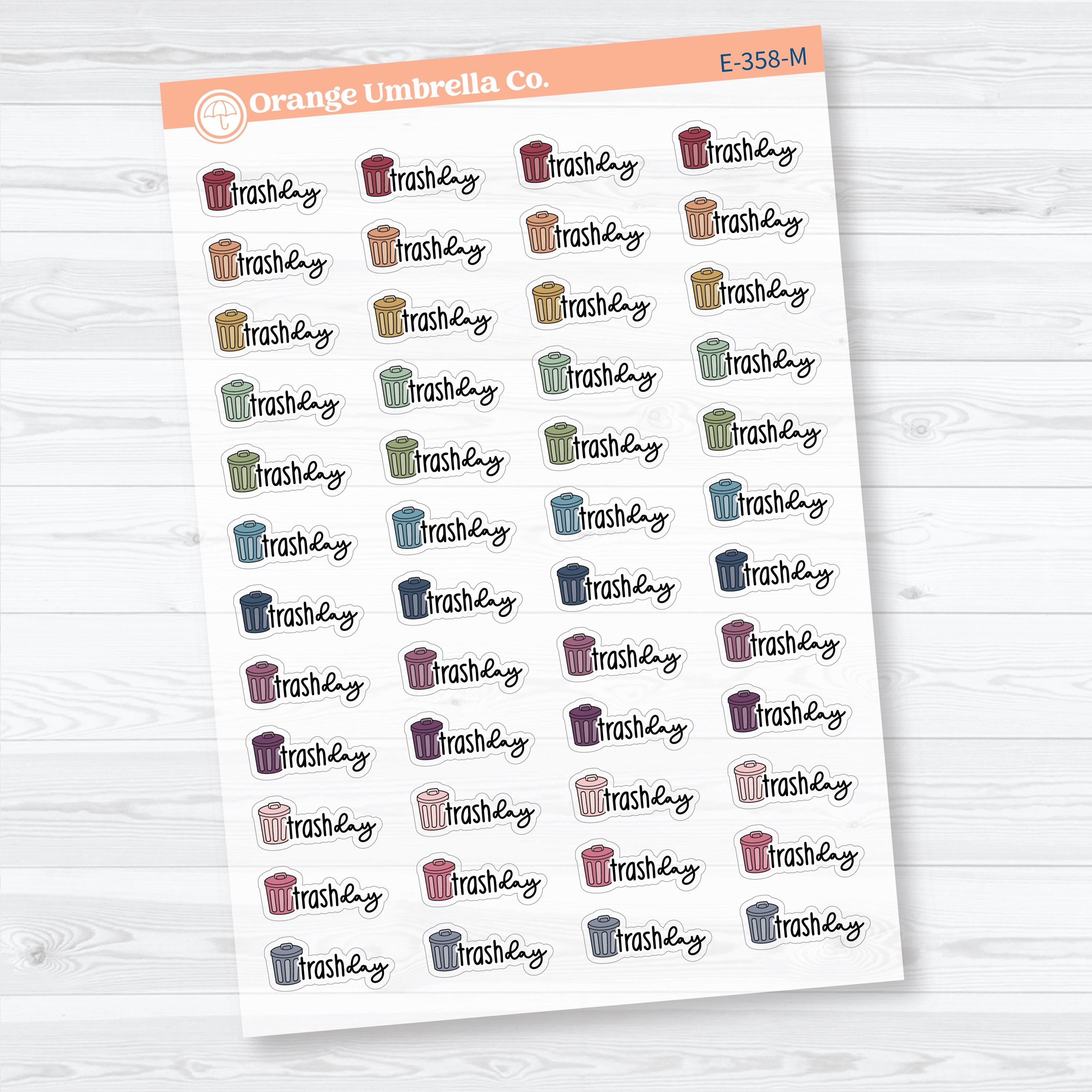 Trash Day Clear Matte Stickers | Doodled Event Planner Stickers | F18 | E-358-CM