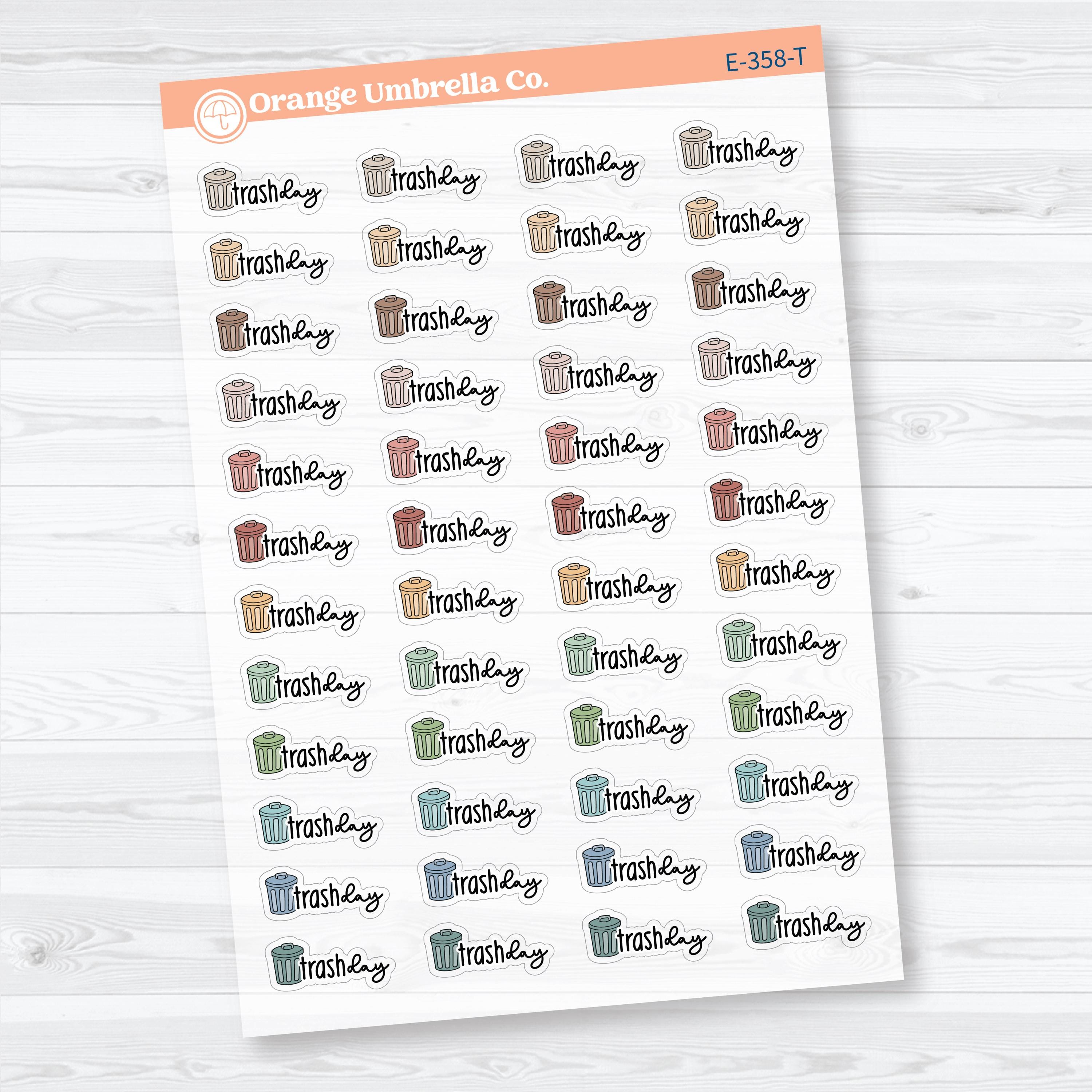 Trash Day Clear Matte Stickers | Doodled Event Planner Stickers | F18 | E-358-CM
