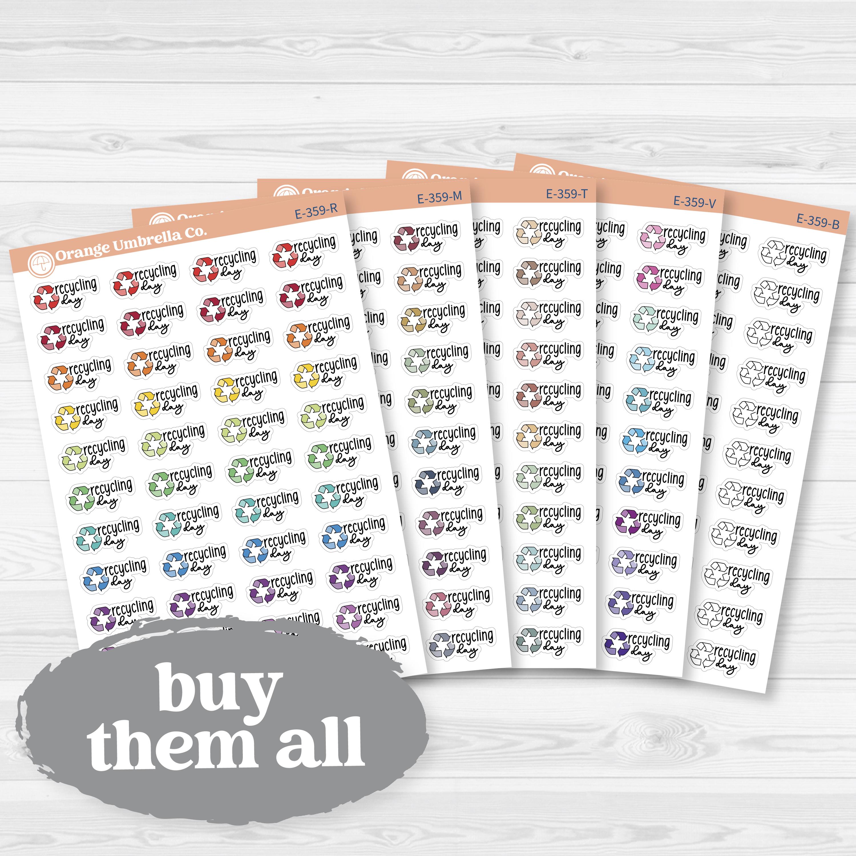Recycling Day Stickers | Doodled Event Planner Stickers | F18 | E-359