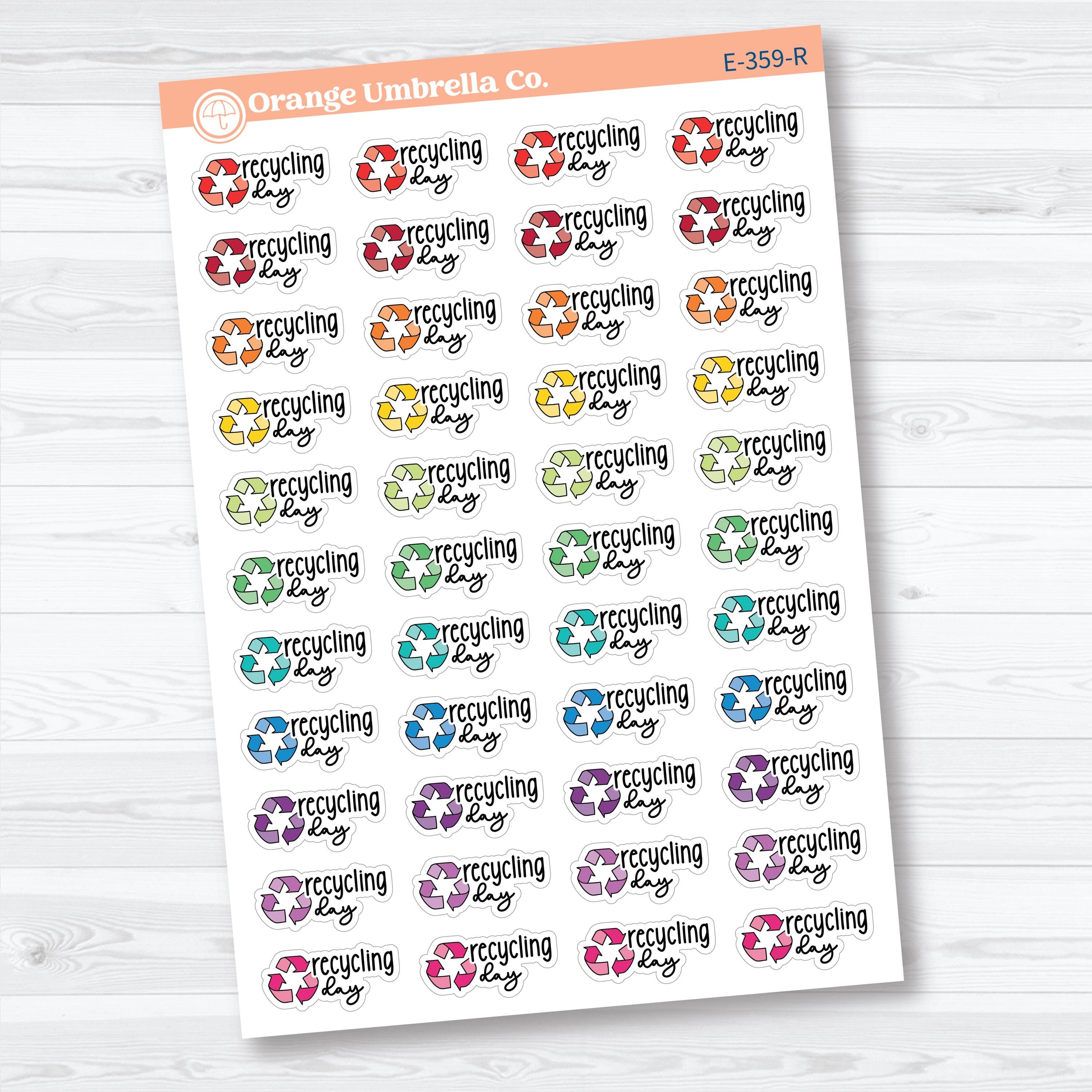 Recycling Day Stickers | Doodled Event Planner Stickers | F18 | E-359
