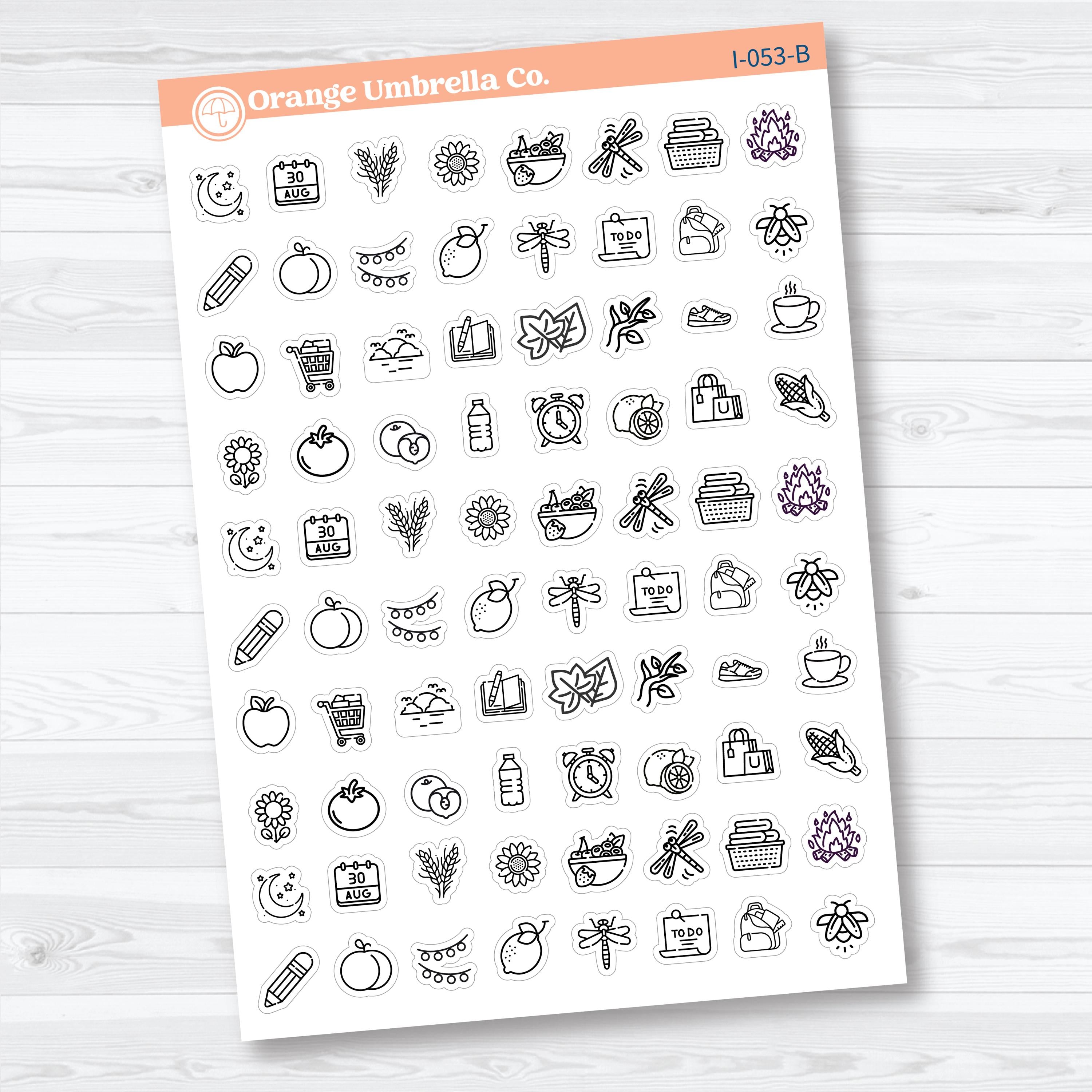 August Themed Icons | Planner Stickers | I-053