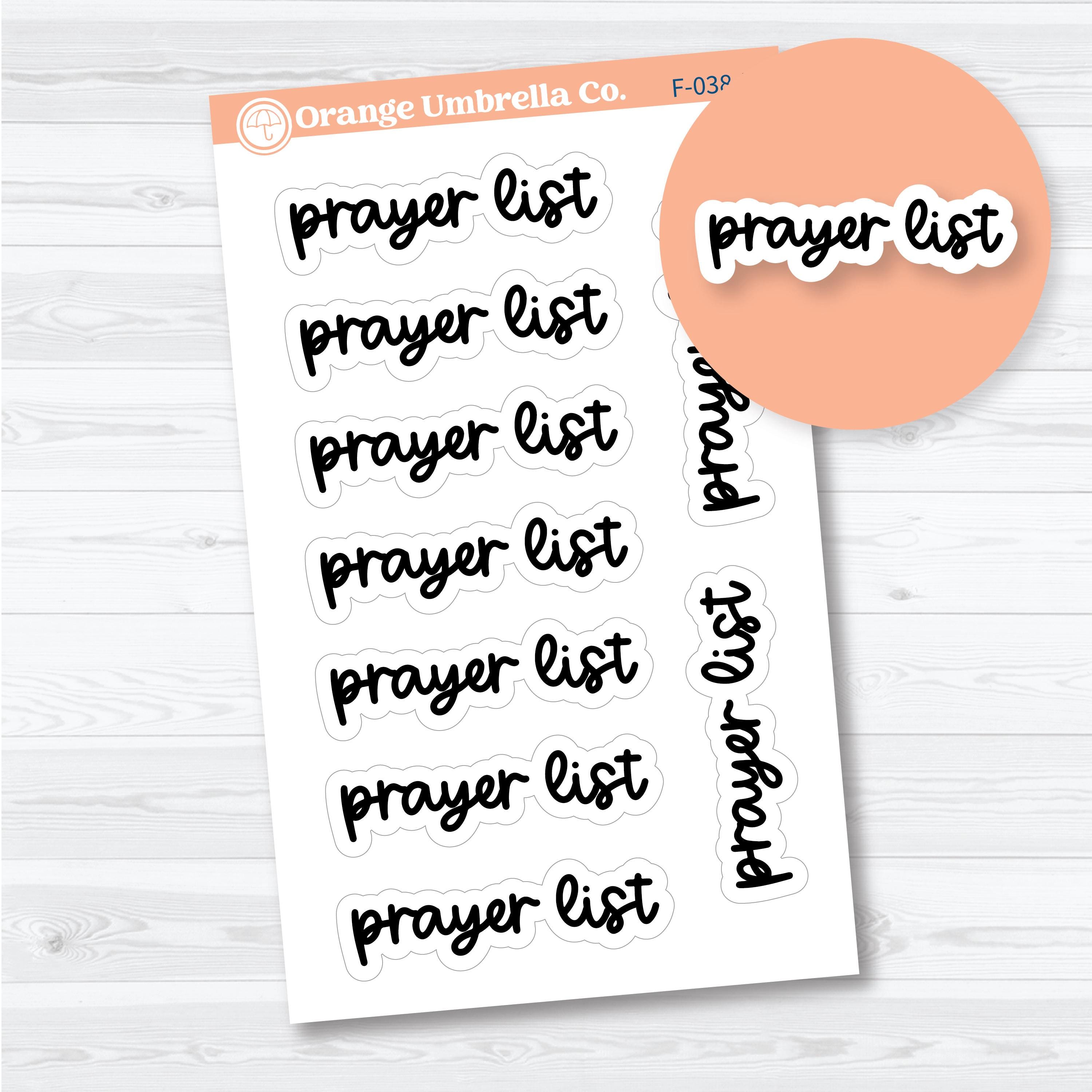 Prayer List Header Script | Faith-Based Planner & Bible Journaling Stickers | F-038