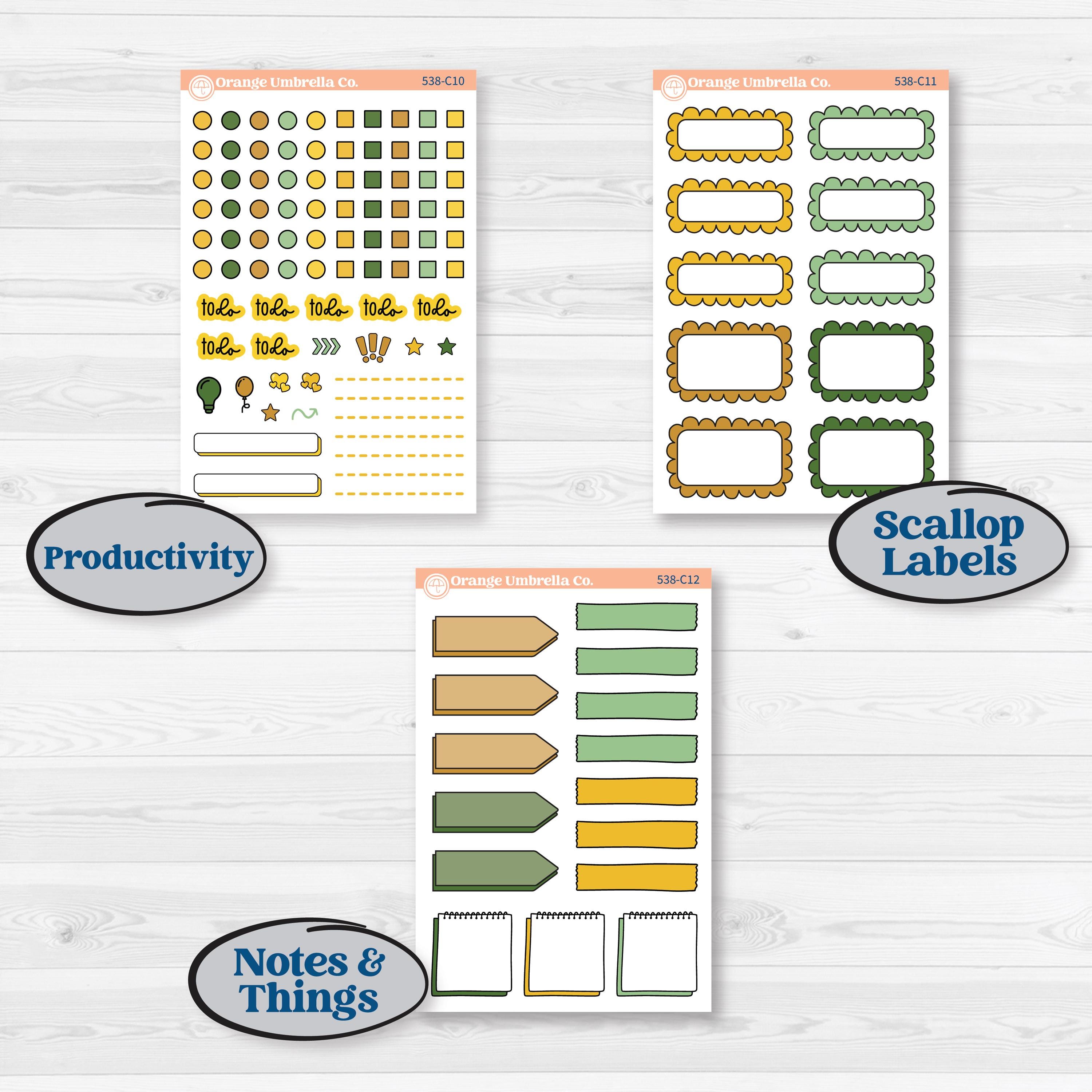 Sunflower Cottage | Weekly Add-On Labels Planner Kit Stickers | Sun Blooms | KIT-538-C