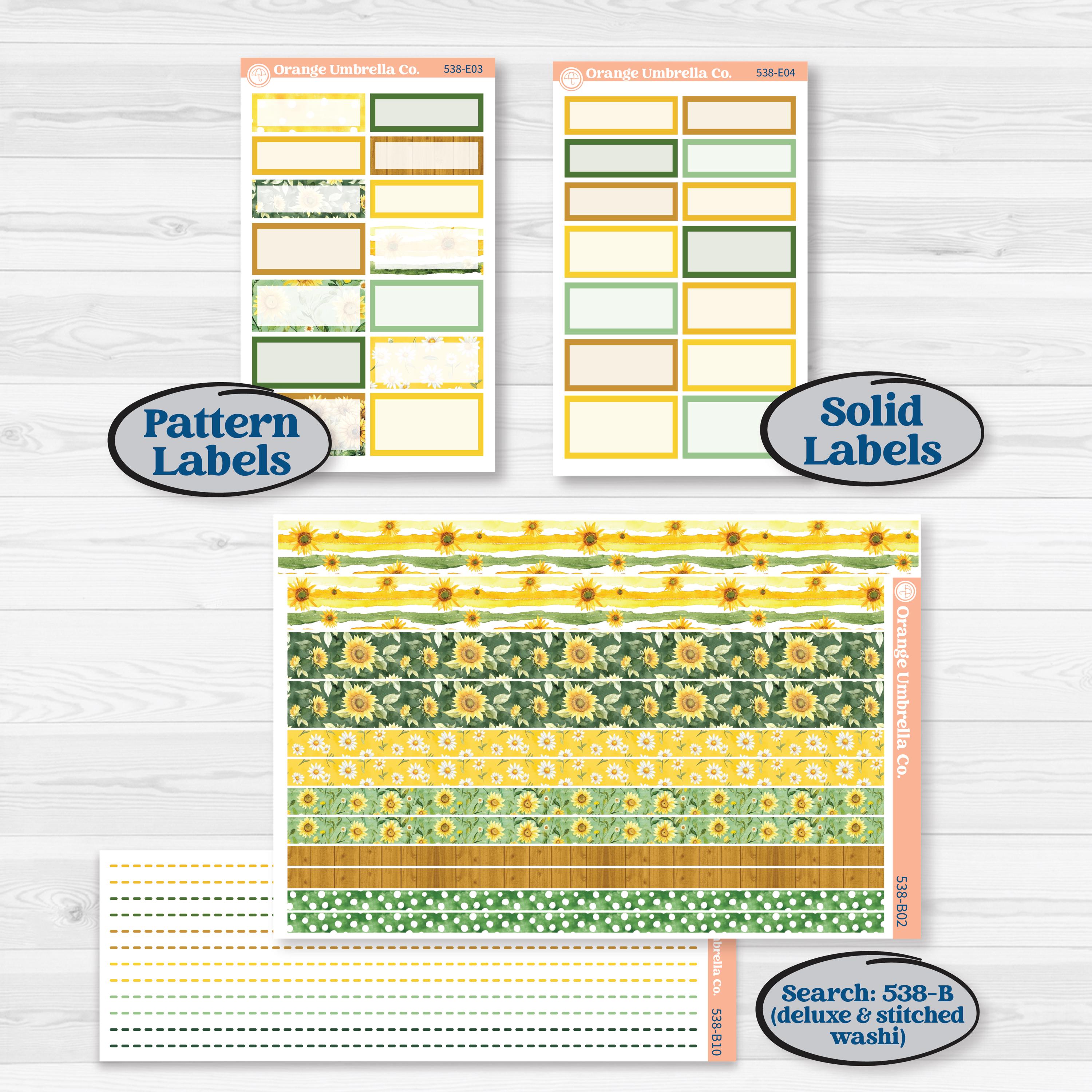 Sunflower Cottage | Hobonichi Cousin Weekly & Daily Planner Kit Stickers | Sun Blooms | KIT-538-E