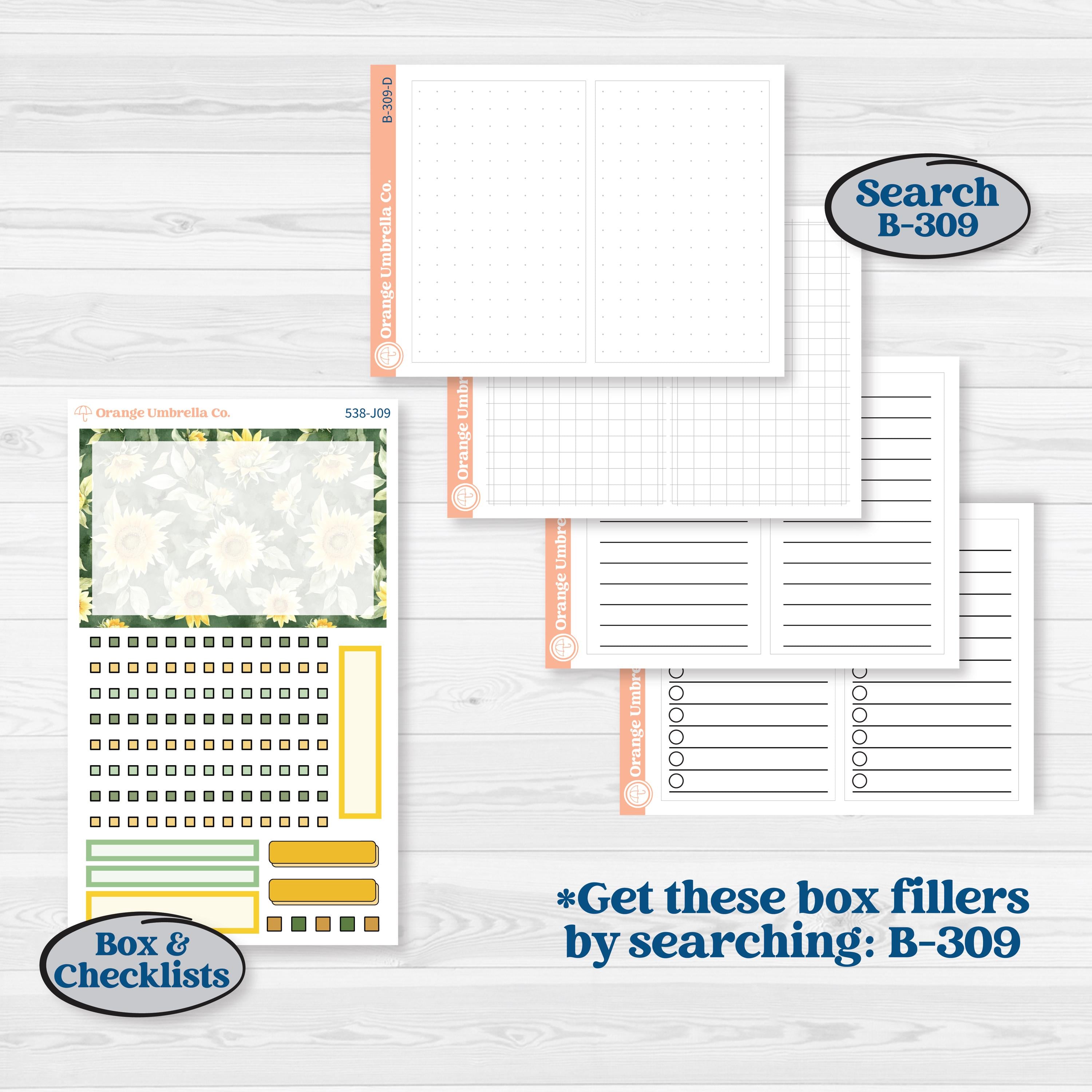 Sunflower Cottage | A5 Daily Duo Planner Kit Stickers | Sun Blooms | KIT-538-J