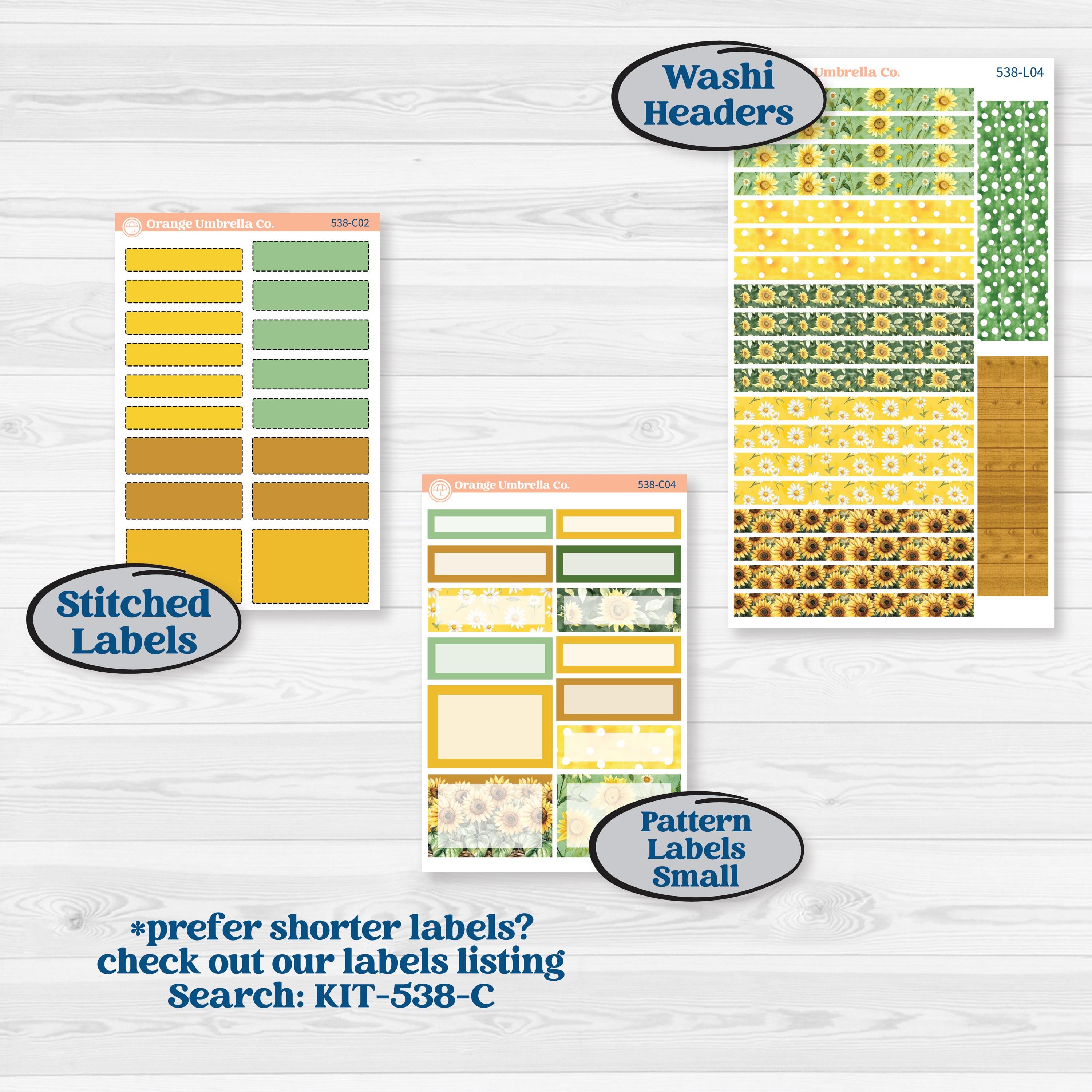 Sunflower Cottage | 7x9 Plum Daily Planner Kit Stickers | Sun Blooms | KIT-538-L