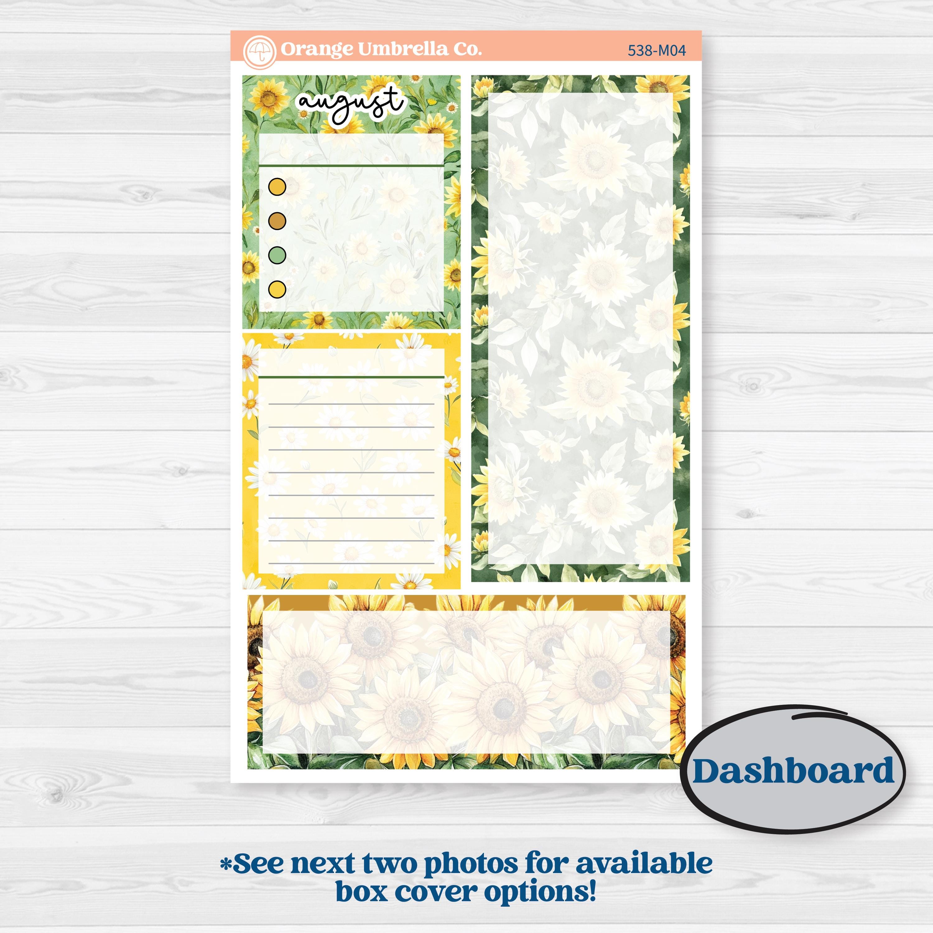 Sunflower Cottage | A5 Erin Condren Monthly & Productivity Dashboard Sticker Kit | Sun Blooms | KIT-538-M