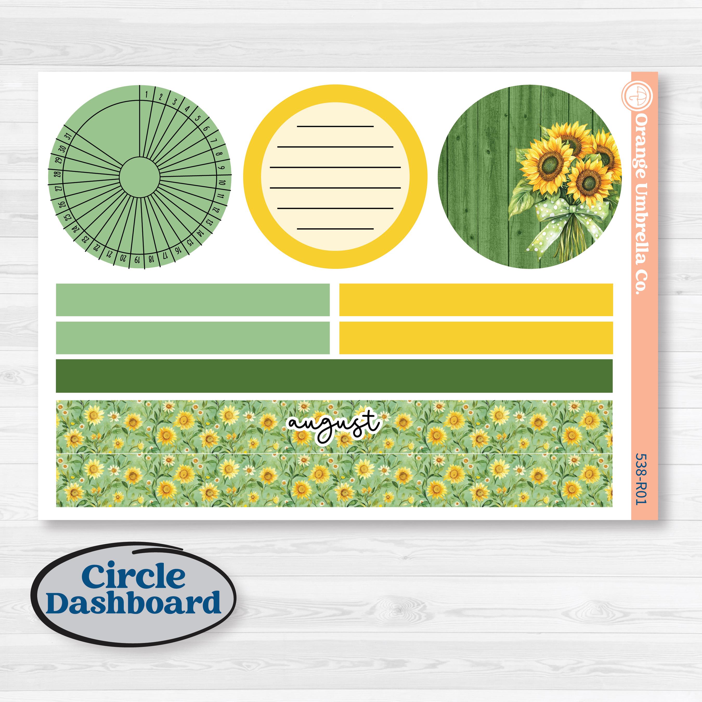 Sunflower Cottage | 8.5x11 Plum Monthly & Dashboard Planner Kit Stickers | Sun Blooms | KIT-538-R