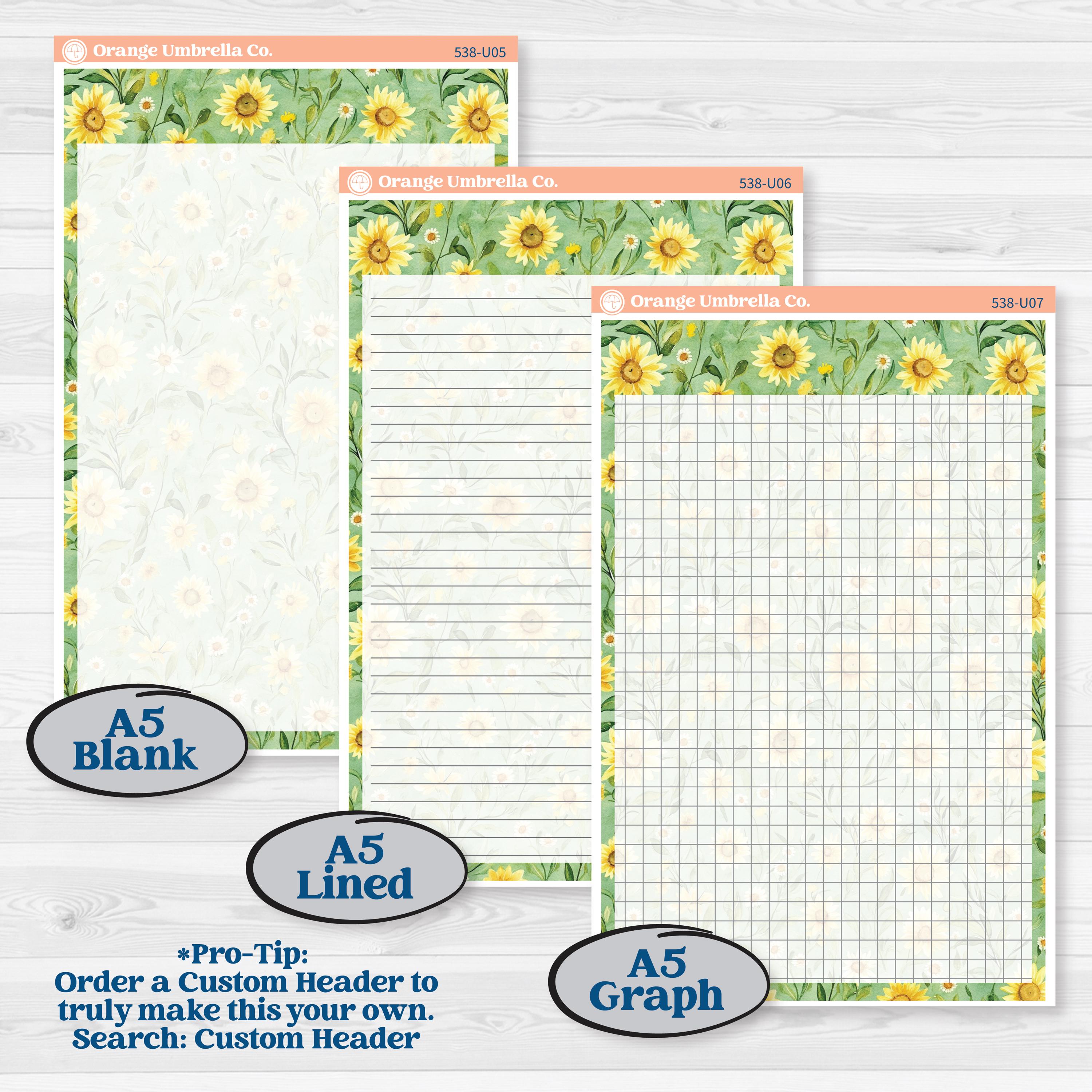 Sunflower Cottage | A5 or 7x9 Create Your Own Monthly or Dashboard Universal | Monthly & Reading Log Sticker Kit | Sun Blooms | KIT-538-U