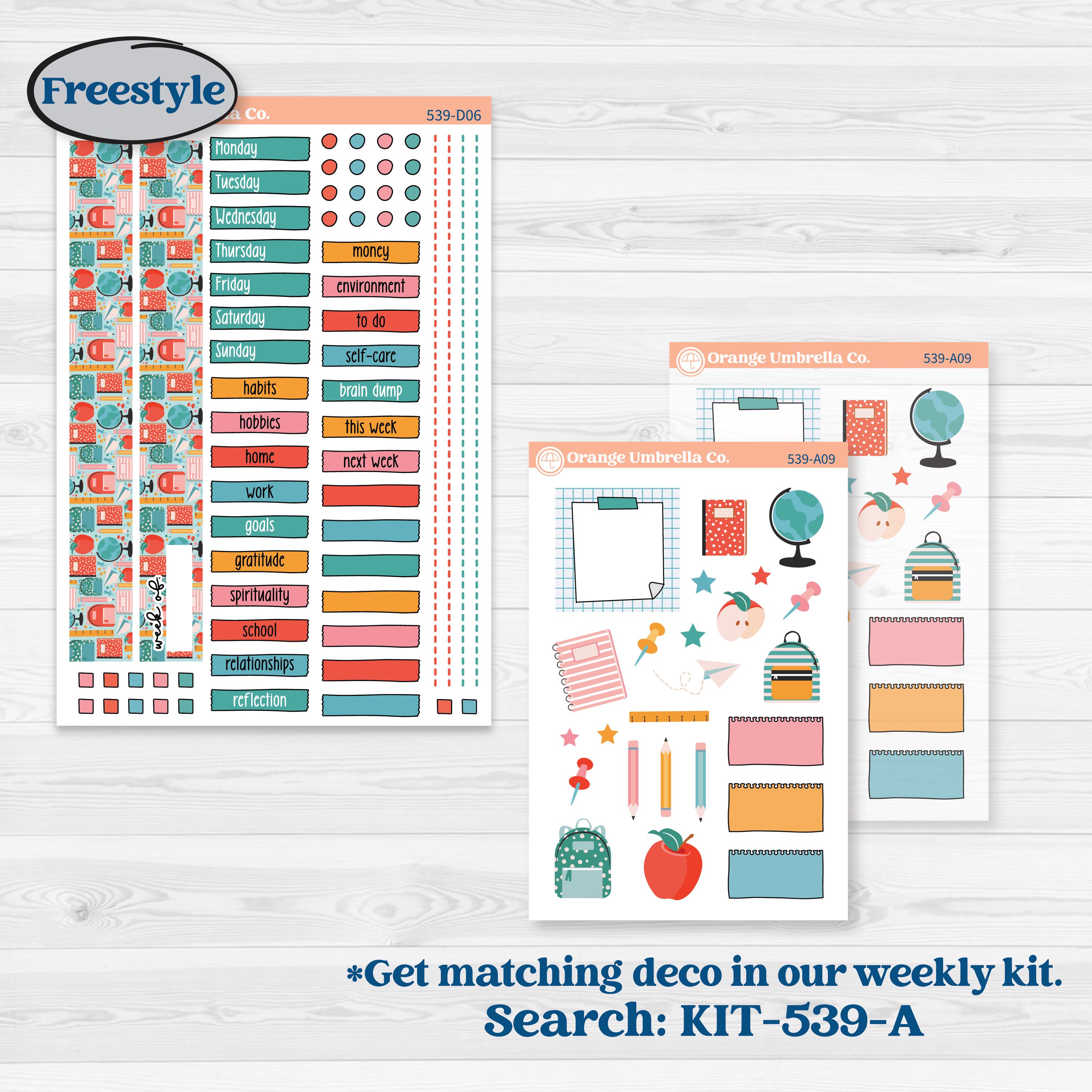 Back To School Kit | Journaling or Scrapbooking Kit | Creative Junk Journal Planner Stickers | Level Up | KIT-539-D