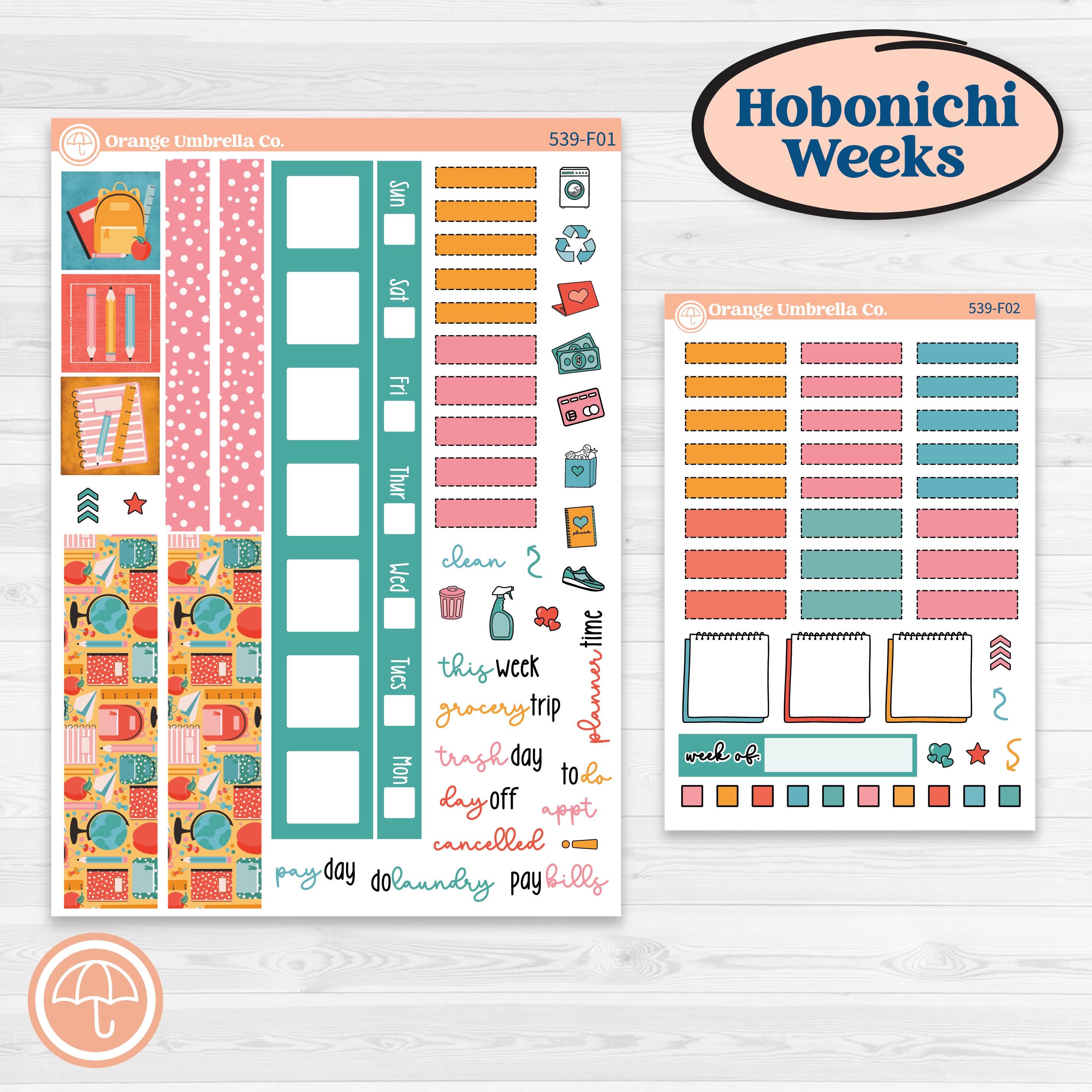 Back To School Kit | Hobonichi Weeks Weekly Planner Kit Stickers | Level Up | KIT-539-F