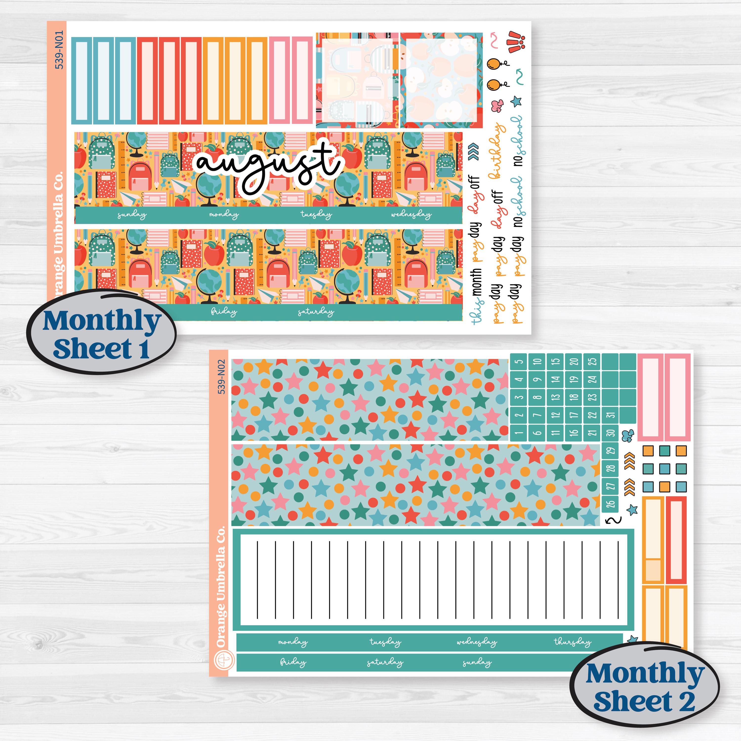 Back To School Kit | 7x9 Erin Condren Life Planner Monthly & Dashboard Sticker Kit | Level Up | KIT-539-N