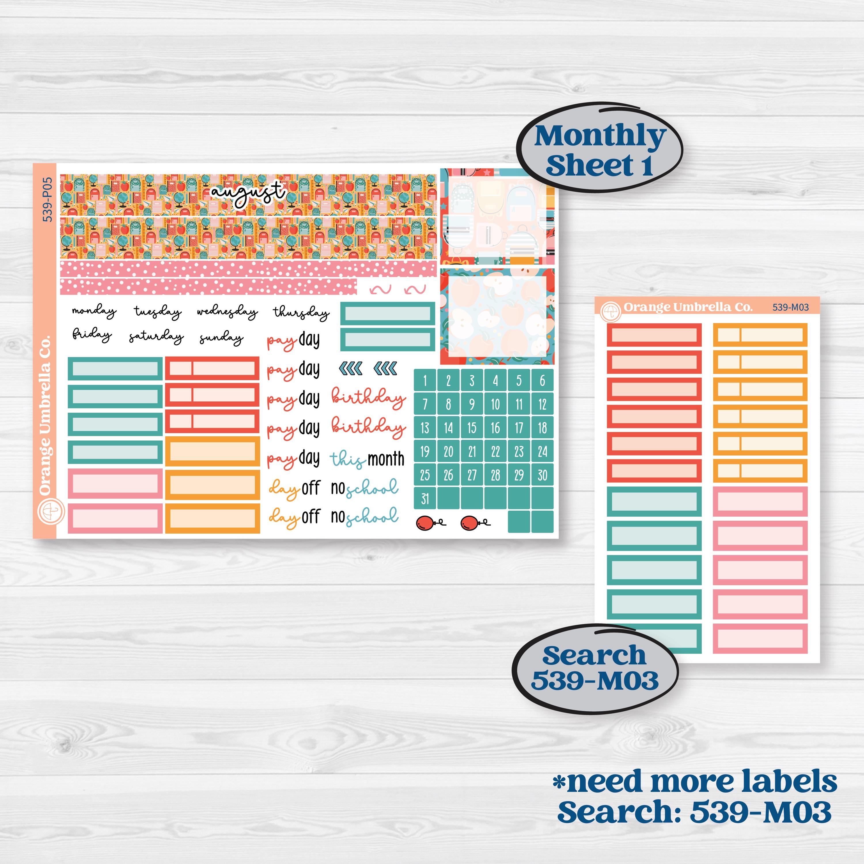 Back To School Kit | A5 Plum Monthly & Dashboard Planner Kit Stickers | Level Up | KIT-539-P