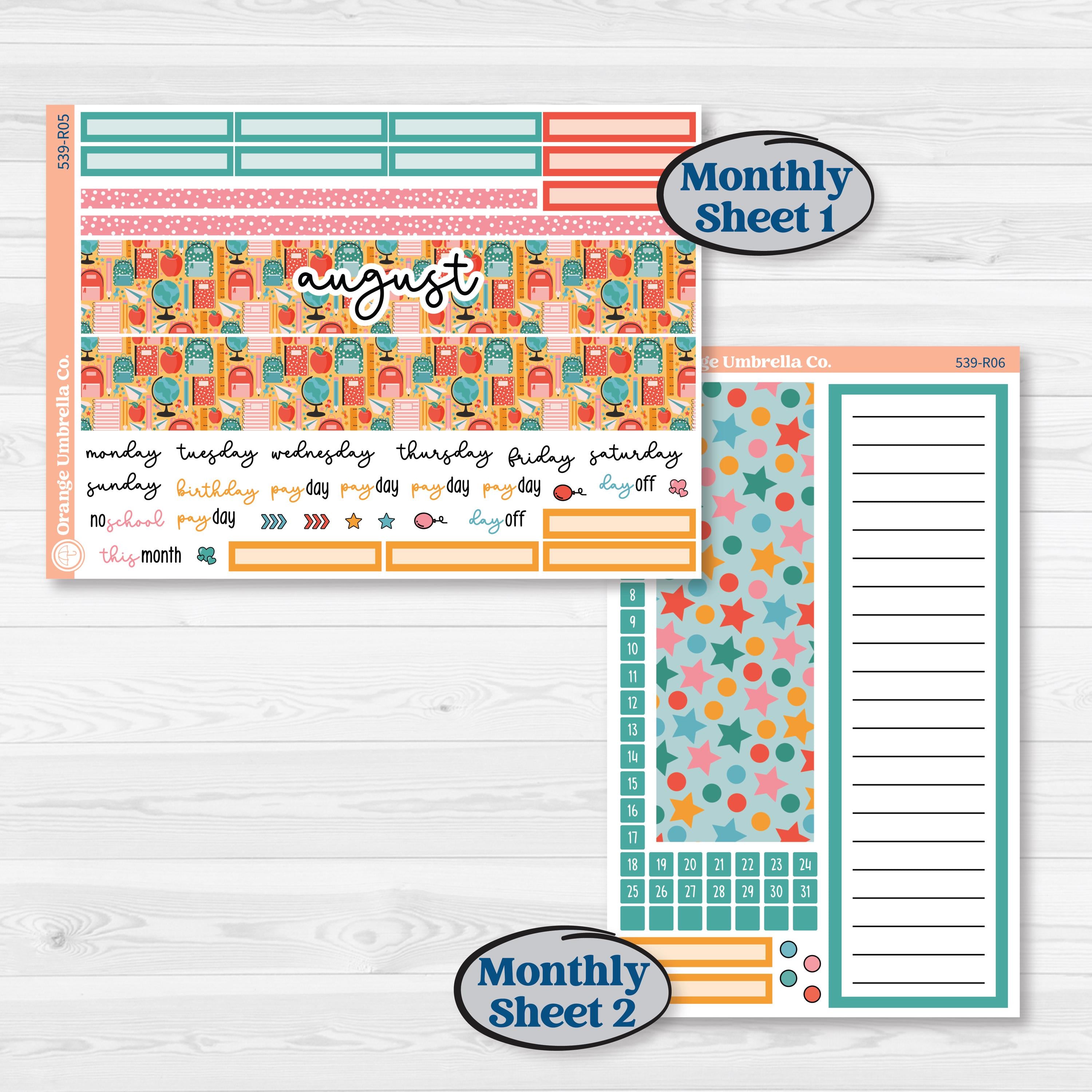 Back To School Kit | 8.5x11 Plum Monthly & Dashboard Planner Kit Stickers | Level Up | KIT-539-R