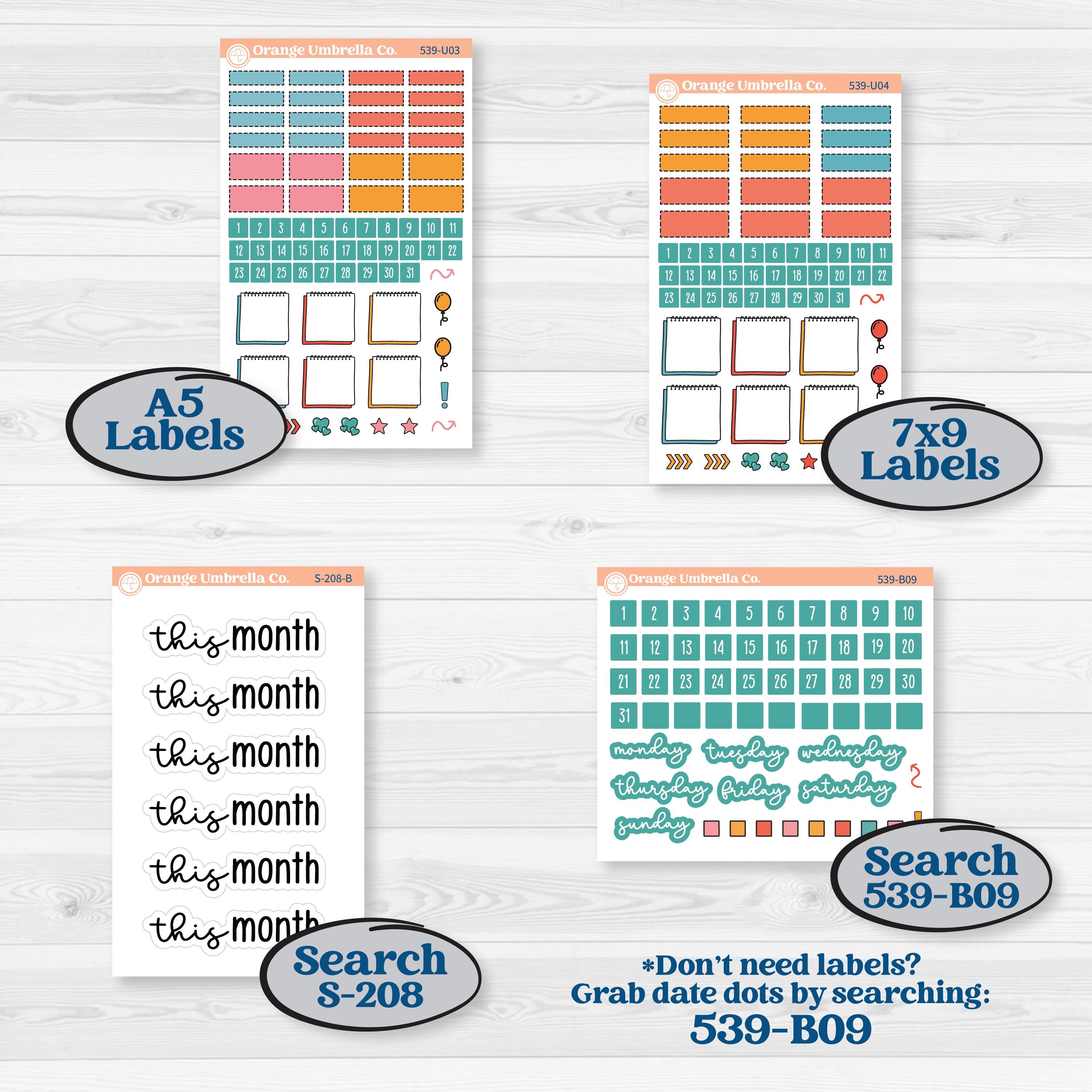 Back To School Kit | A5 or 7x9 Create Your Own Monthly or Dashboard Universal | Monthly & Reading Log Sticker Kit | Level Up | KIT-539-U