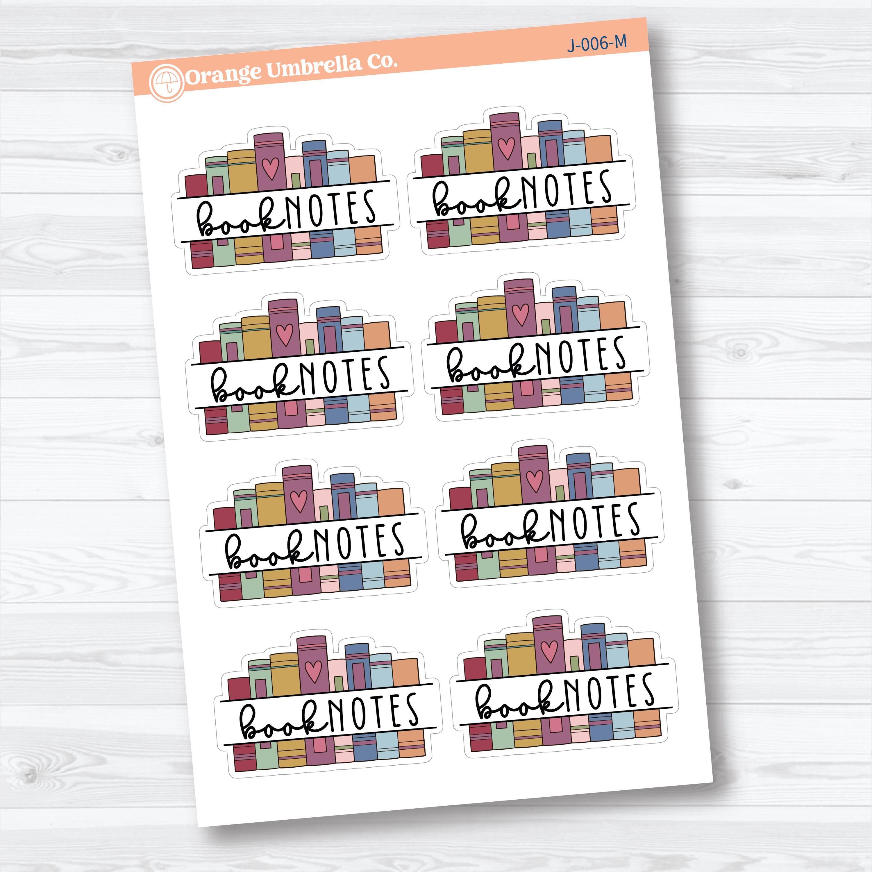 Book Notes Planner Stickers | Reading Journal Labels | J-006