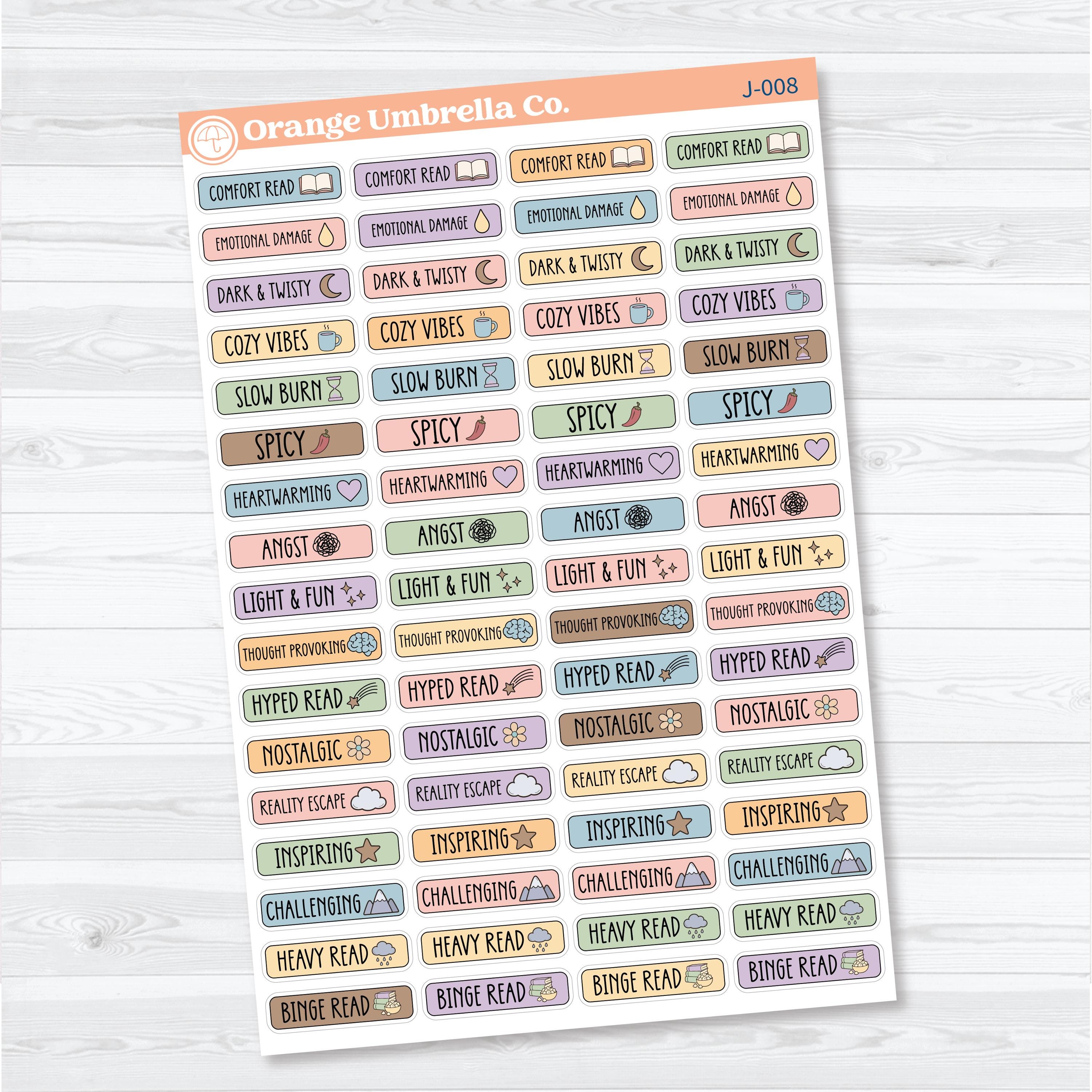 Mood Read Labels Planner Stickers | Reading Journal Mood Tracker | J-008