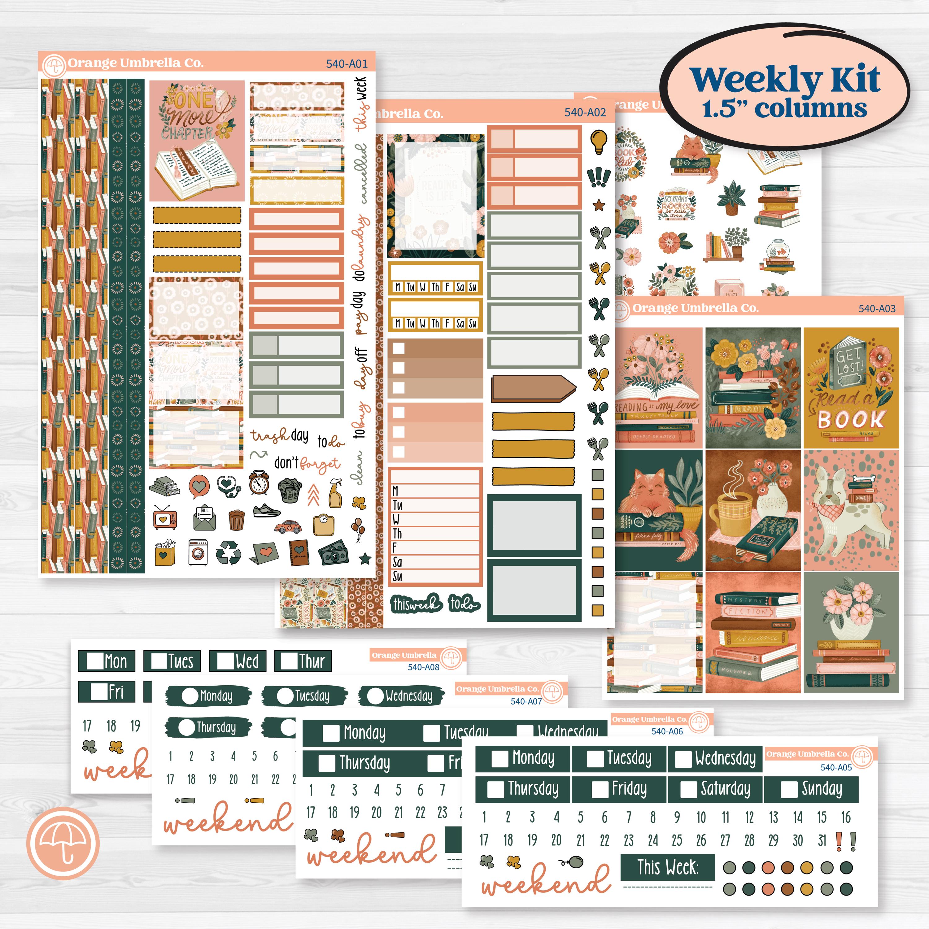 Book Love Planner Kit | Weekly Sticker Kit for Vertical Planners like Erin Condren | Bookmarked | KIT-540-A