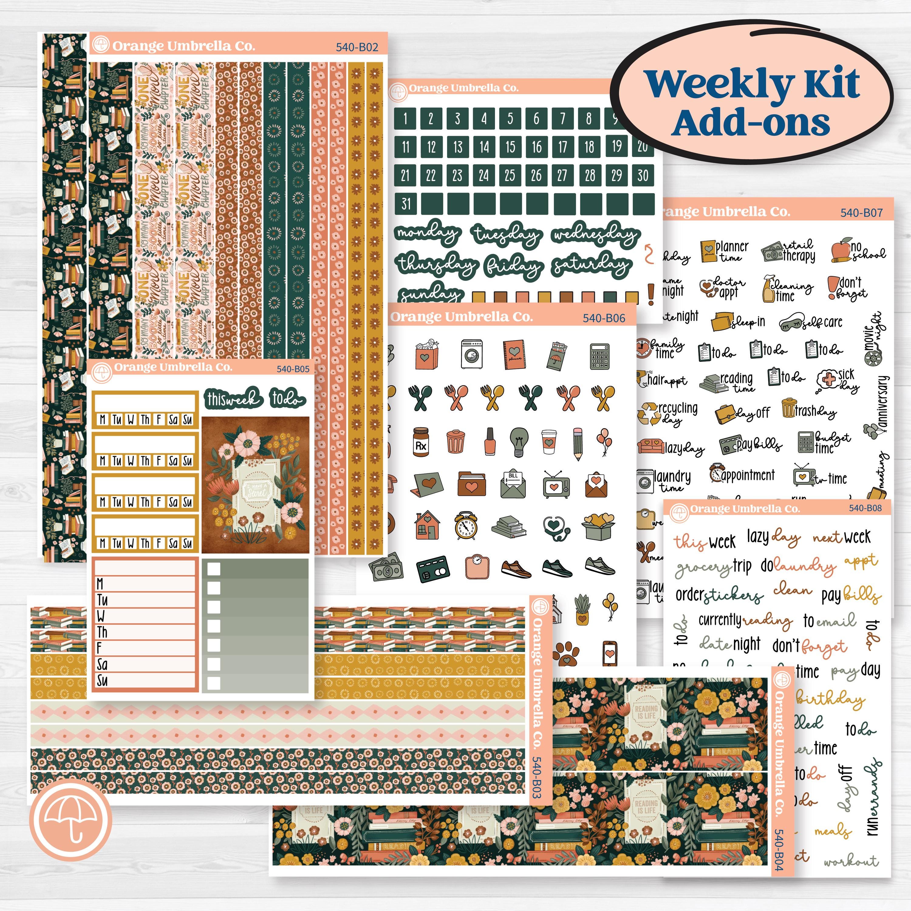 Book Love Planner Kit | Weekly Add-On Planner Kit Stickers | Bookmarked | KIT-540-B