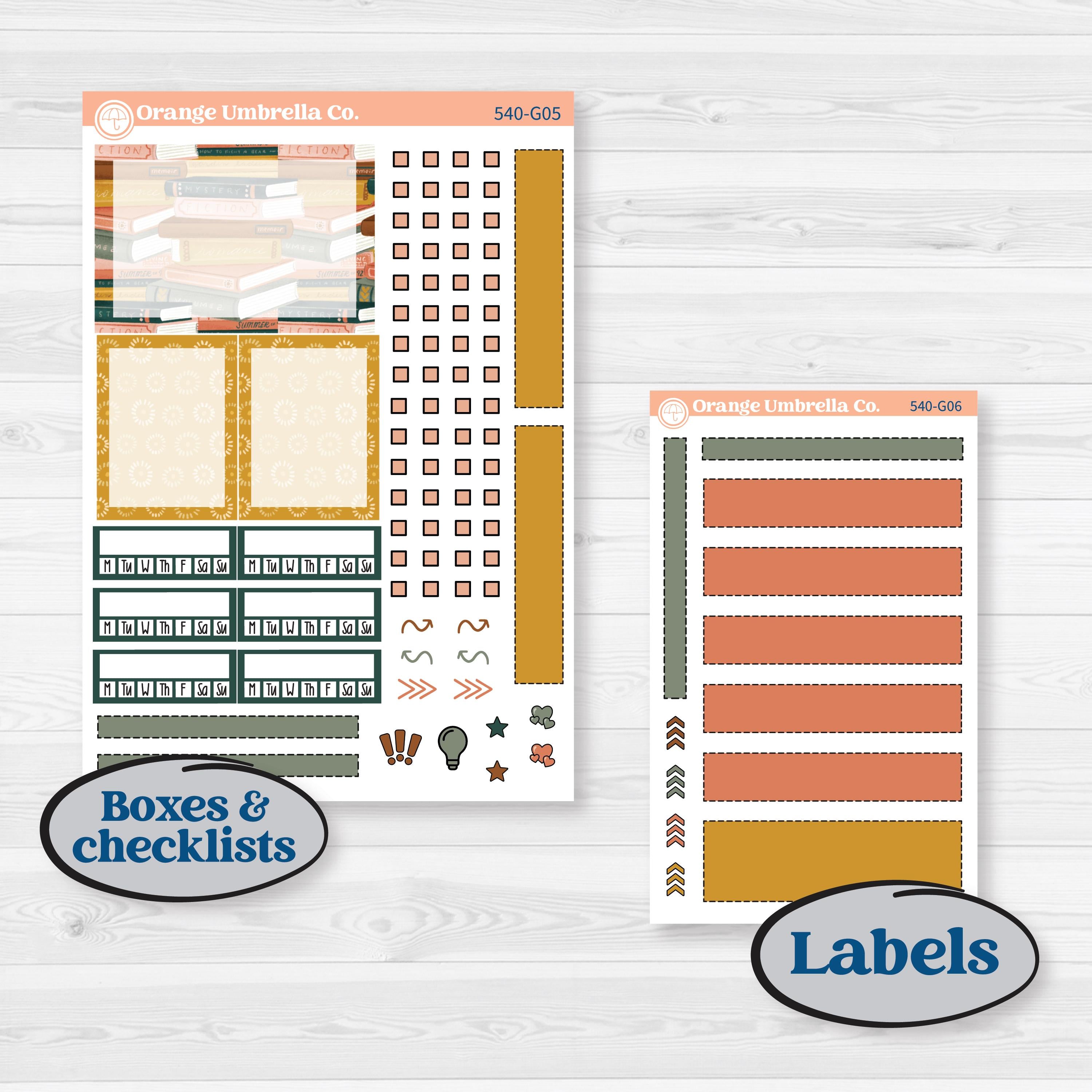 Book Love Planner Kit | Erin Condren A5 Weekly Dashboard Planner Kit Stickers | Bookmarked | KIT-540-G4