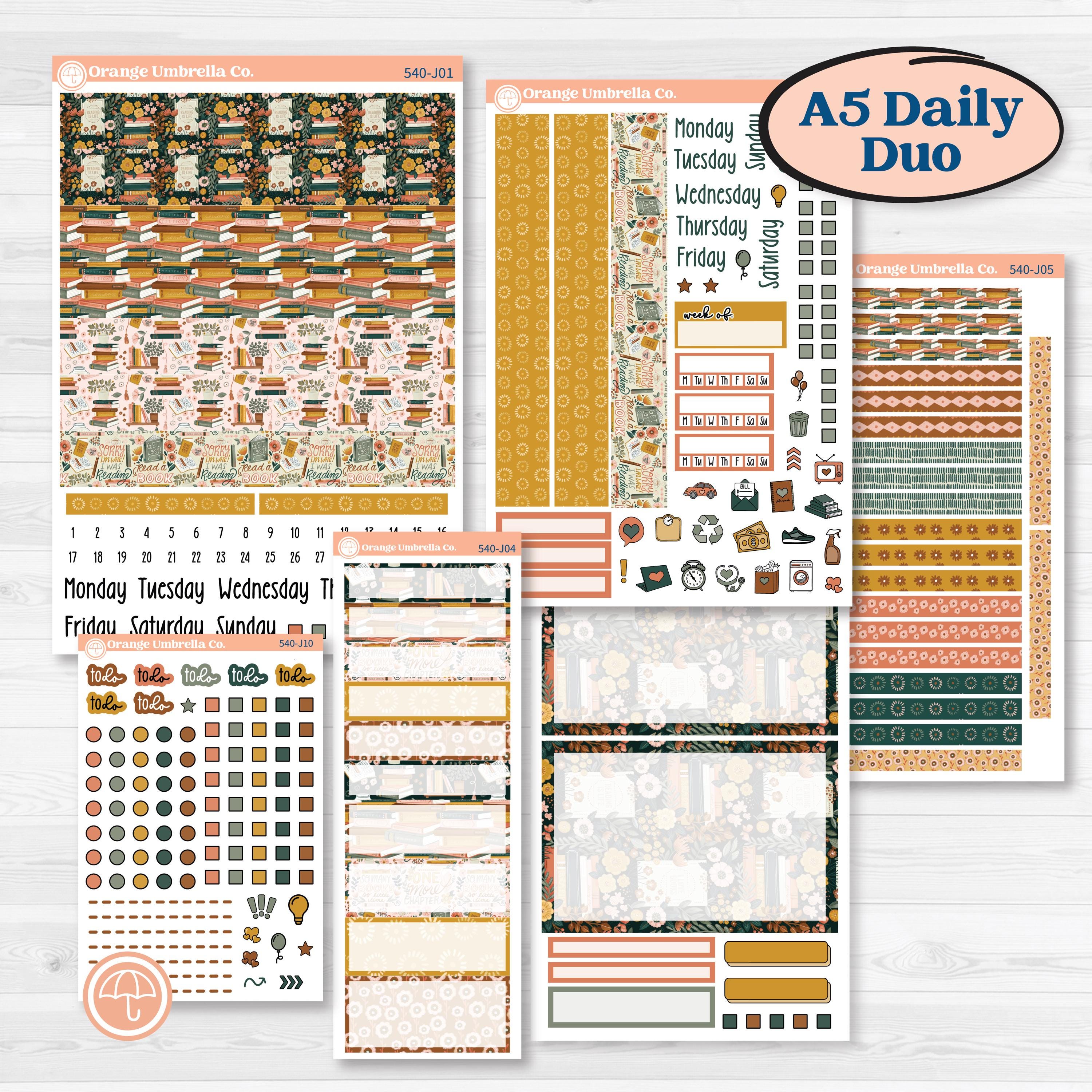 Book Love Planner Kit | A5 Daily Duo Planner Kit Stickers | Bookmarked | KIT-540-J