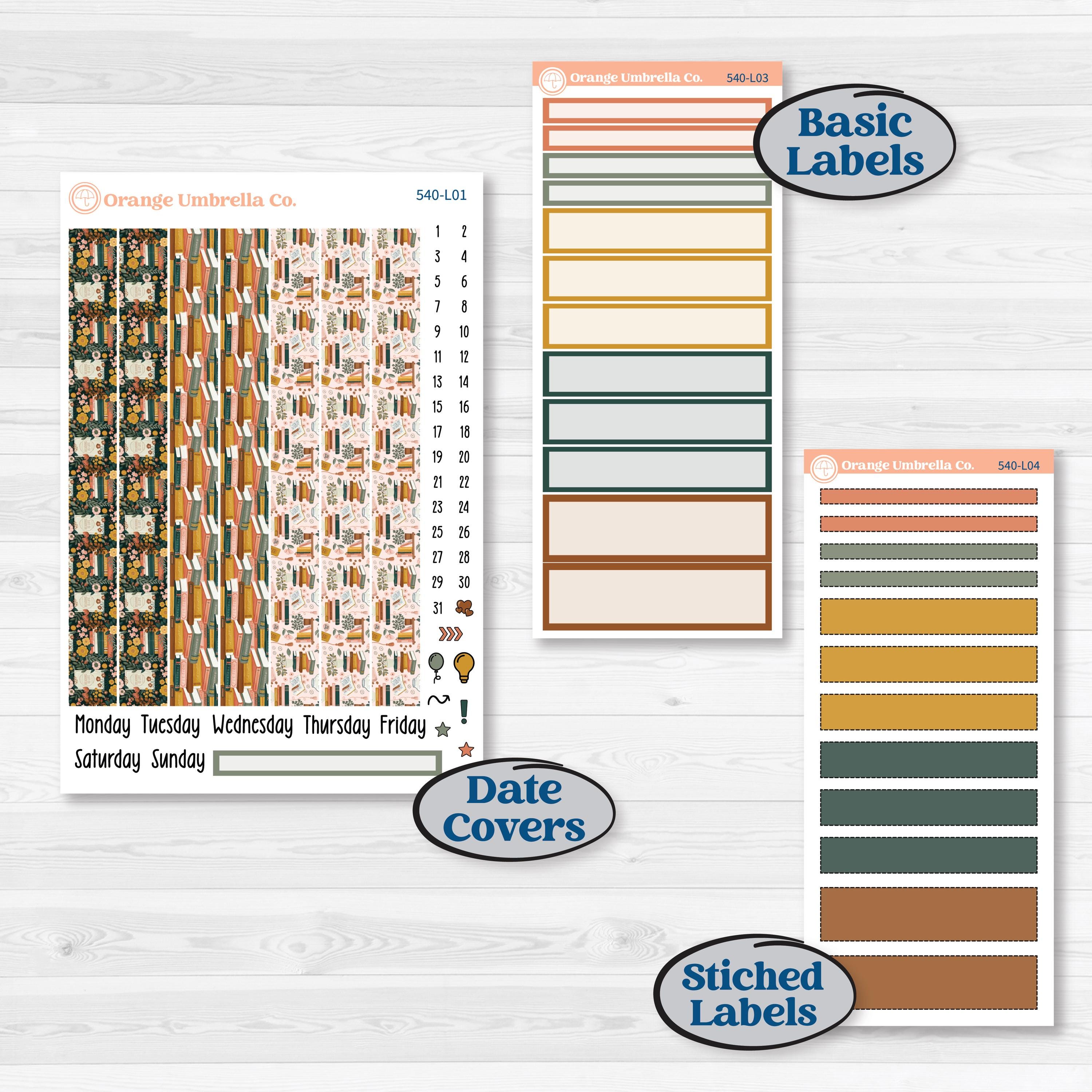 Book Love Planner Kit | 7x9 Plum Daily Planner Kit Stickers | Bookmarked | KIT-540-L