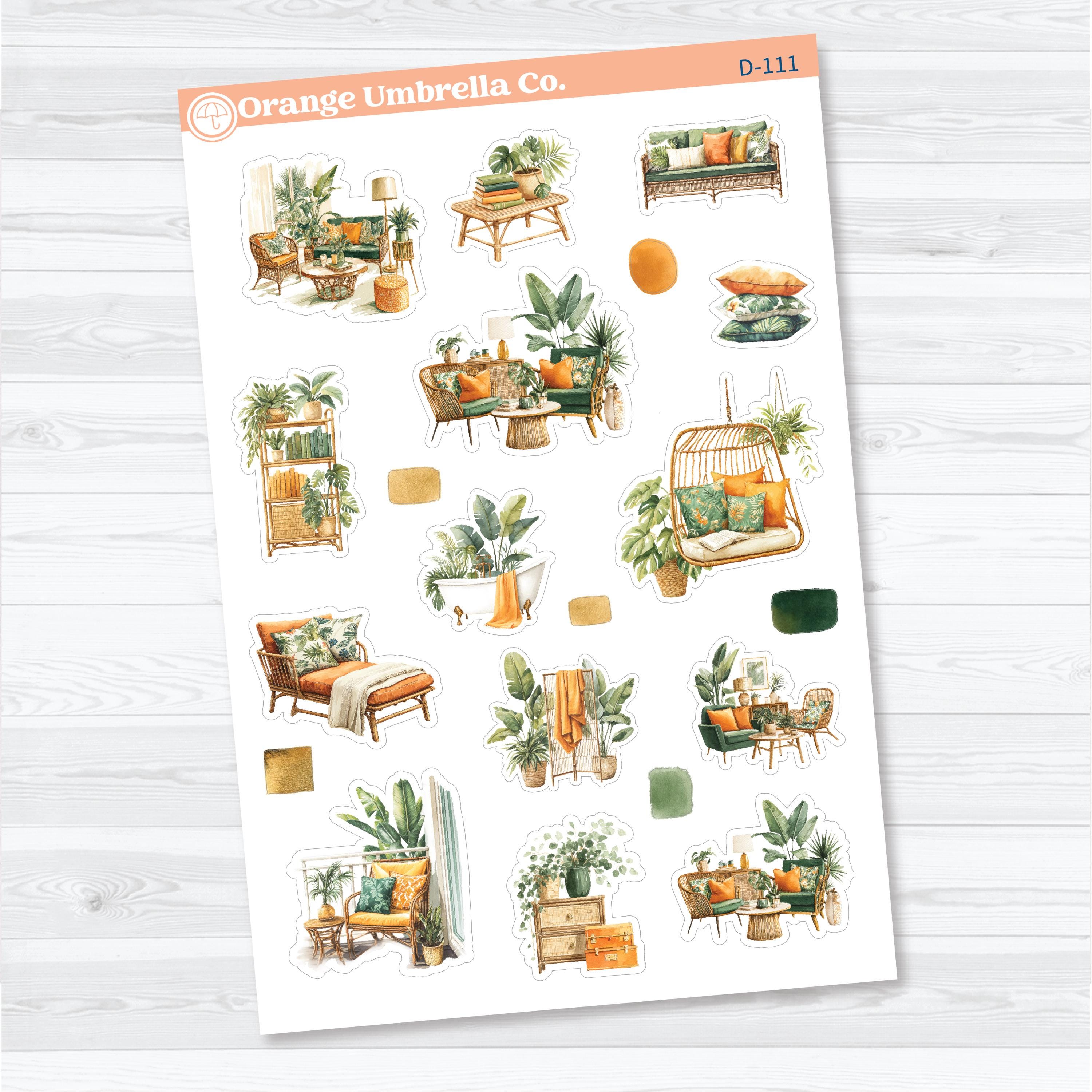 Valencia Orange Decorative Planner Stickers | Citrus Summer Deco Sticker Sheets | D-111-112