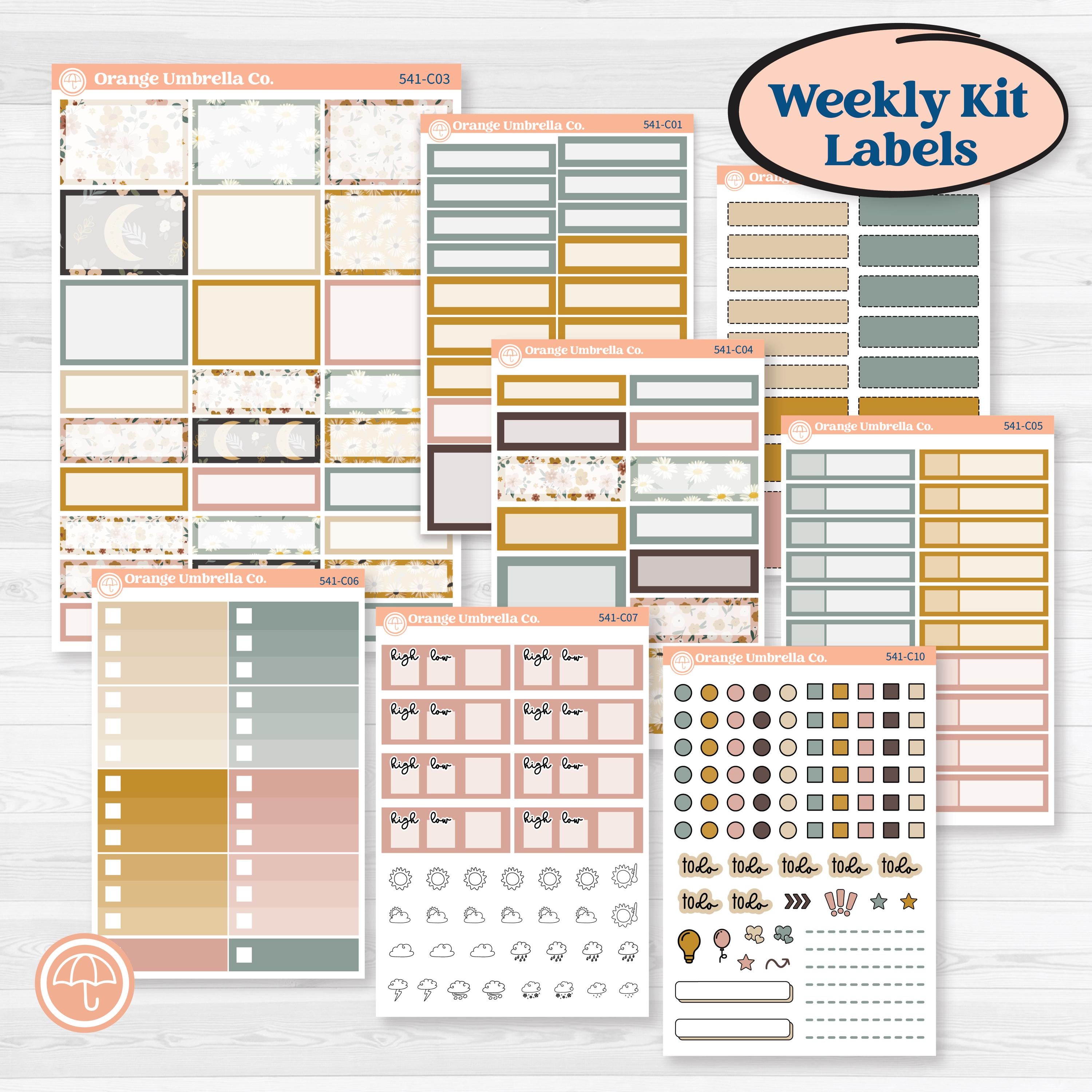 Boho Floral Planner Kit | Weekly Add-On Labels Planner Kit Stickers | Living Is Easy | KIT-541-C