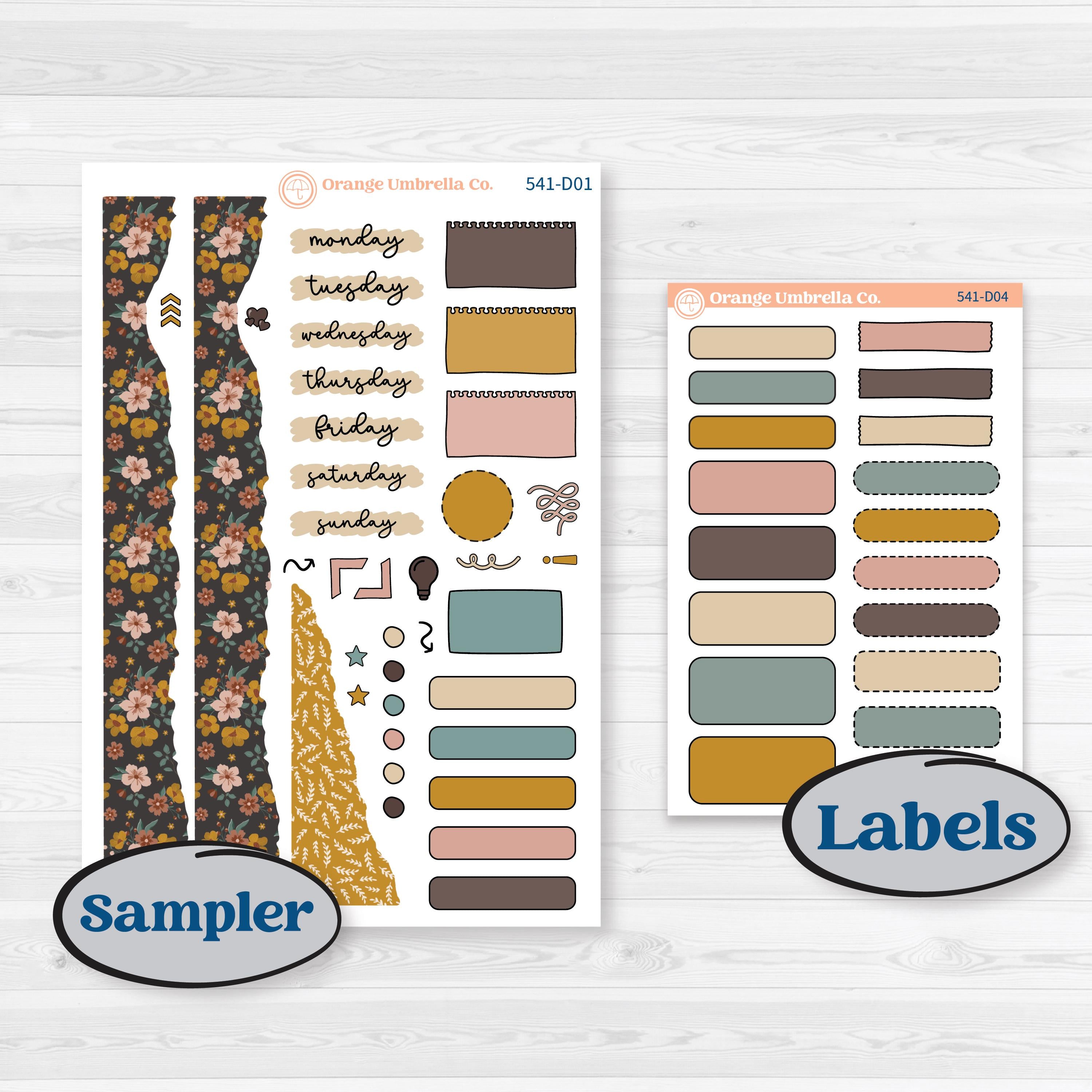 Boho Floral Planner Kit | Journaling or Scrapbooking Kit | Creative Junk Journal Planner Stickers | Living Is Easy | KIT-541-D