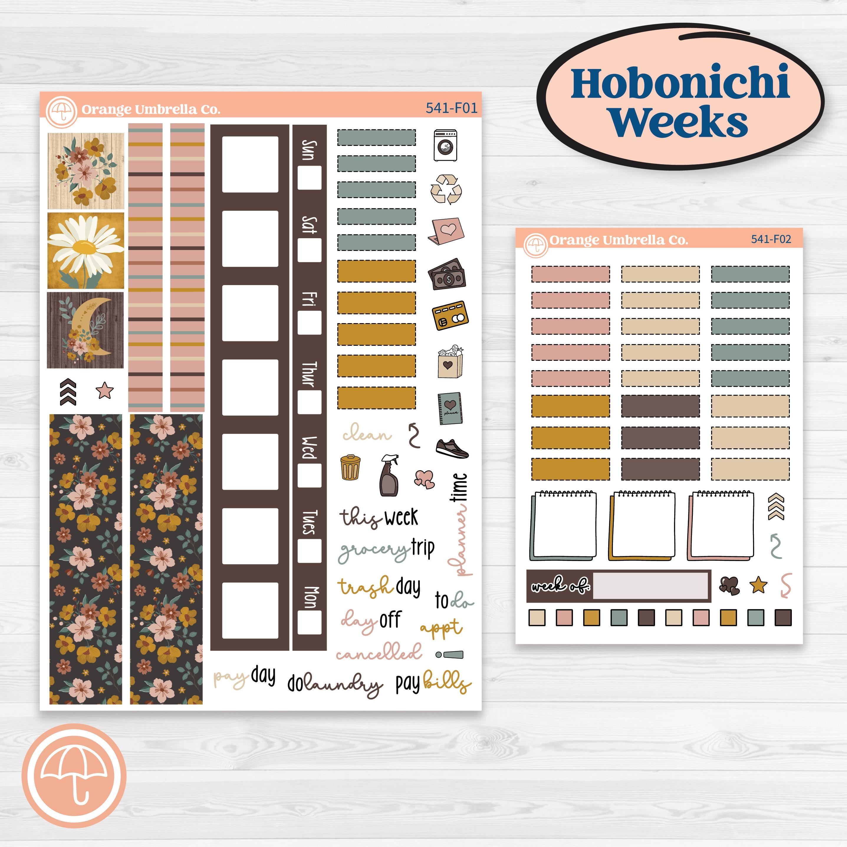 Boho Floral Planner Kit | Hobonichi Weeks Weekly Planner Kit Stickers | Living Is Easy | KIT-541-F