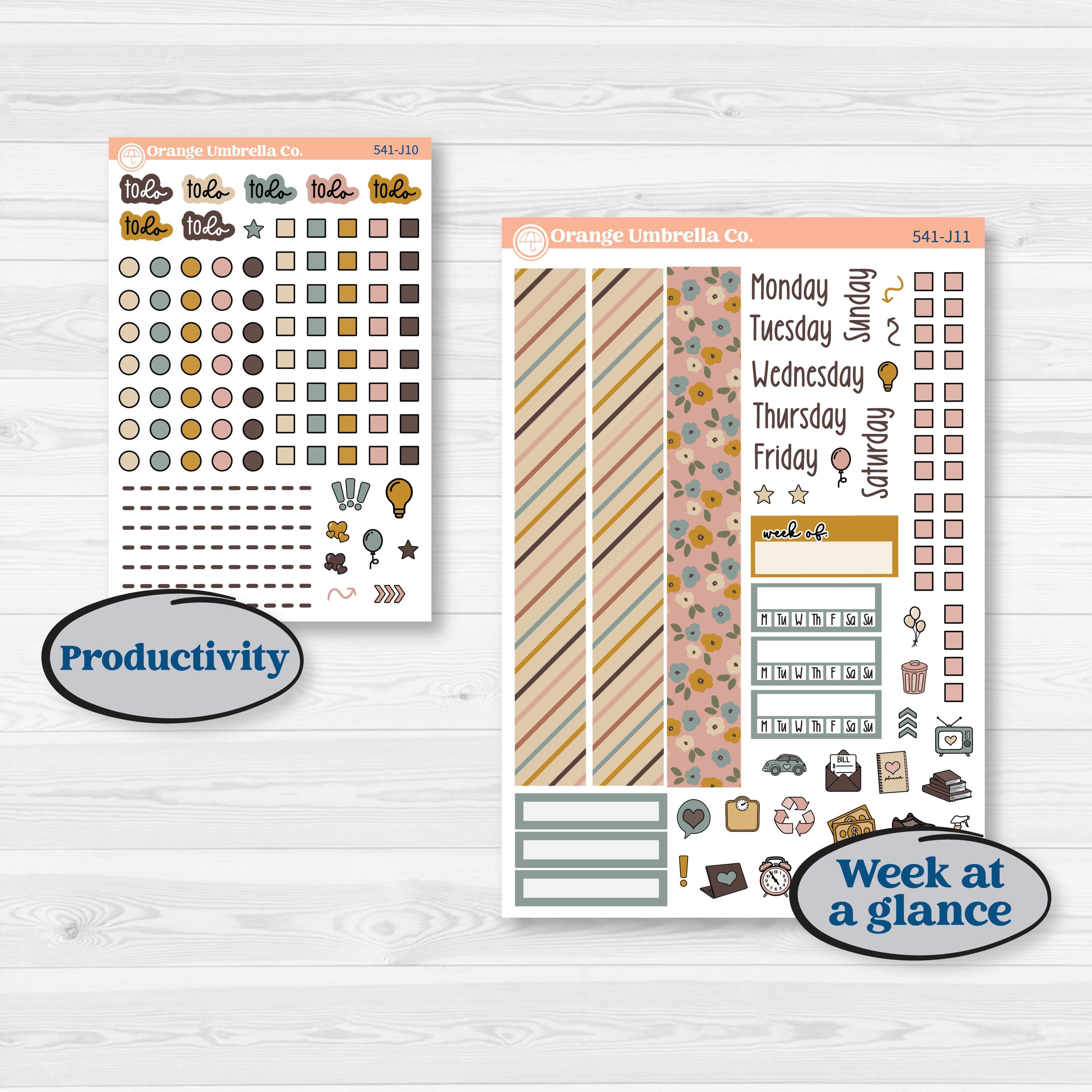 Boho Floral Planner Kit | A5 Daily Duo Planner Kit Stickers | Living Is Easy | KIT-541-J