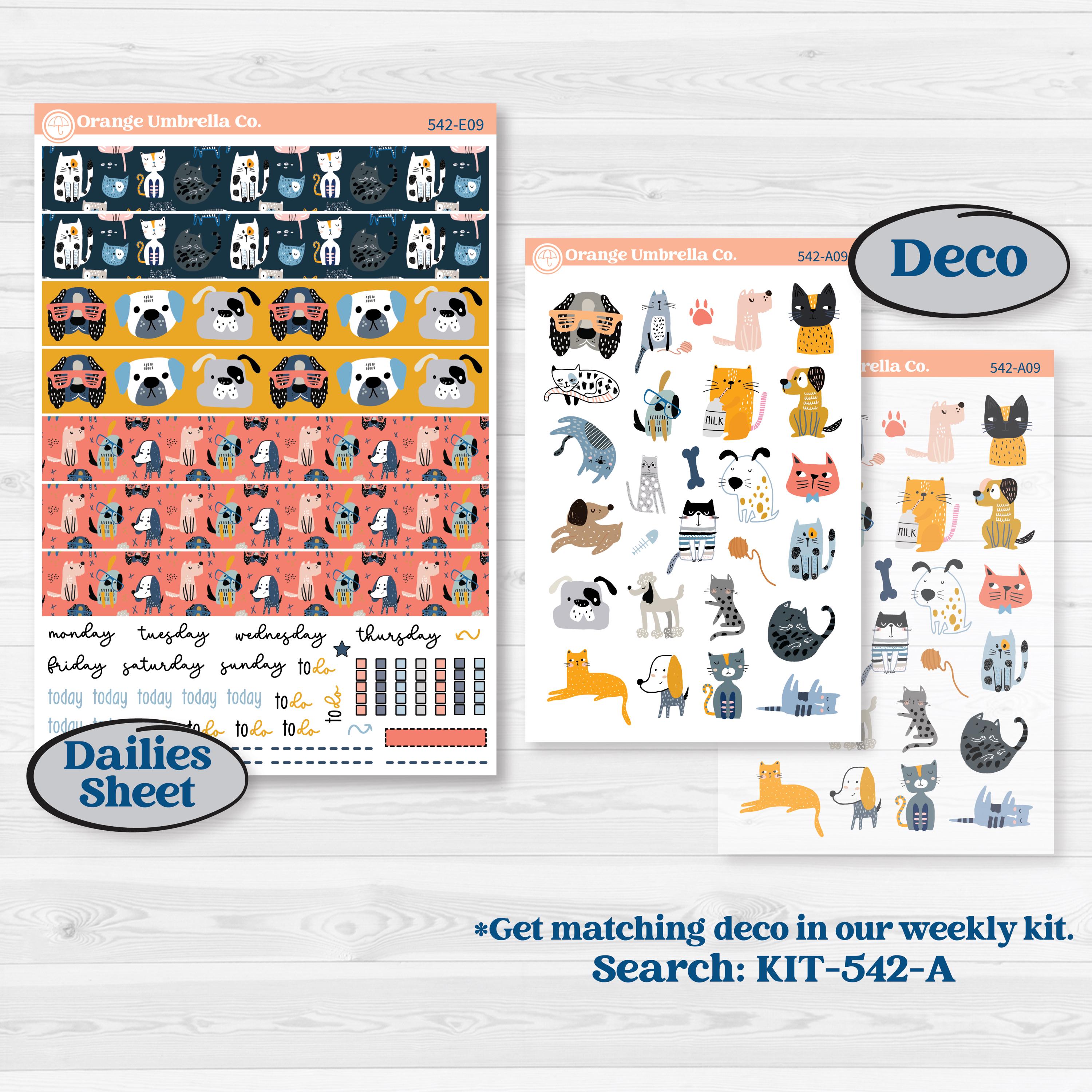 Pet Lover Planner Kit | Hobonichi Cousin Weekly & Daily Planner Kit Stickers | Furever Friends | KIT-542-E