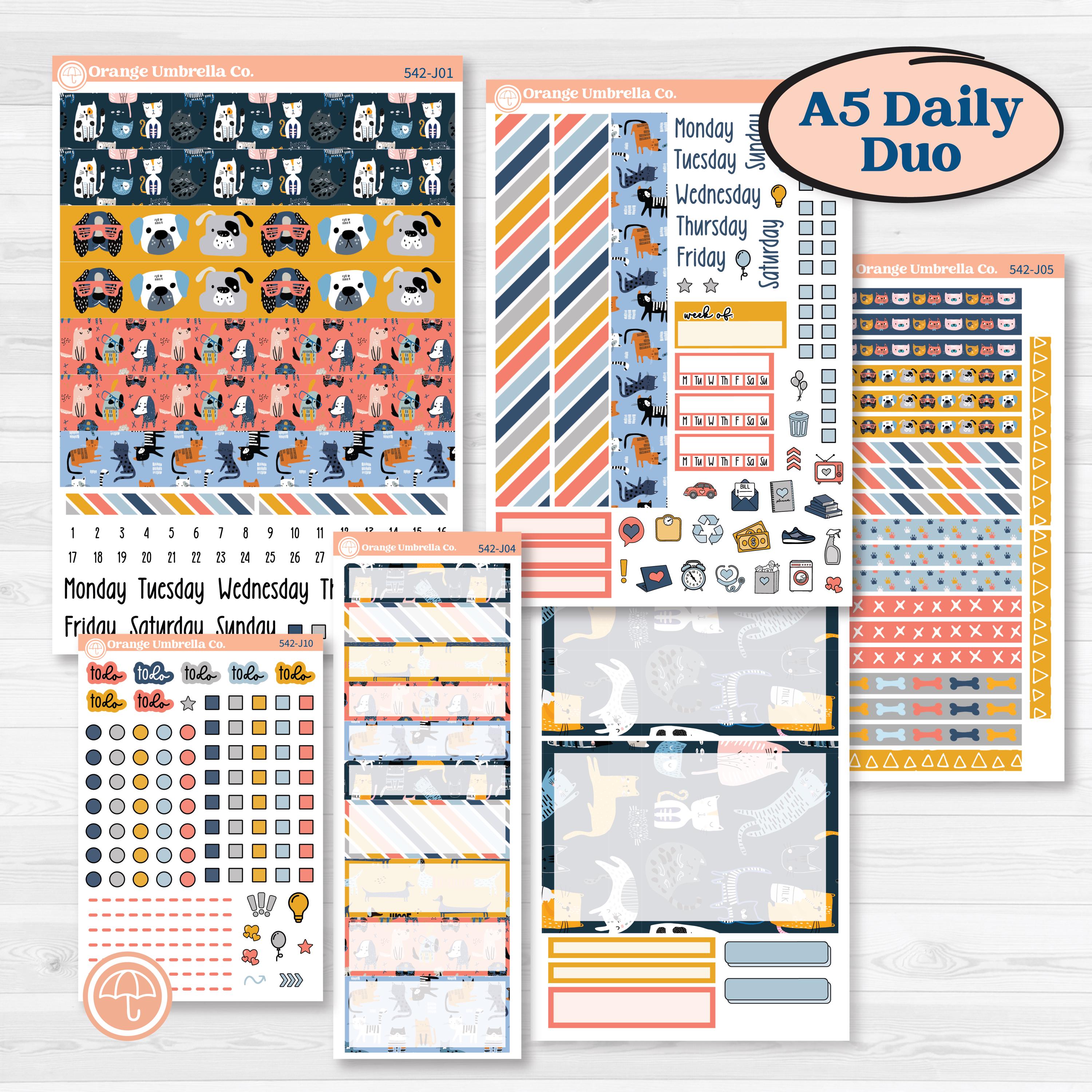 Pet Lover Planner Kit | A5 Daily Duo Planner Kit Stickers | Furever Friends | KIT-542-J