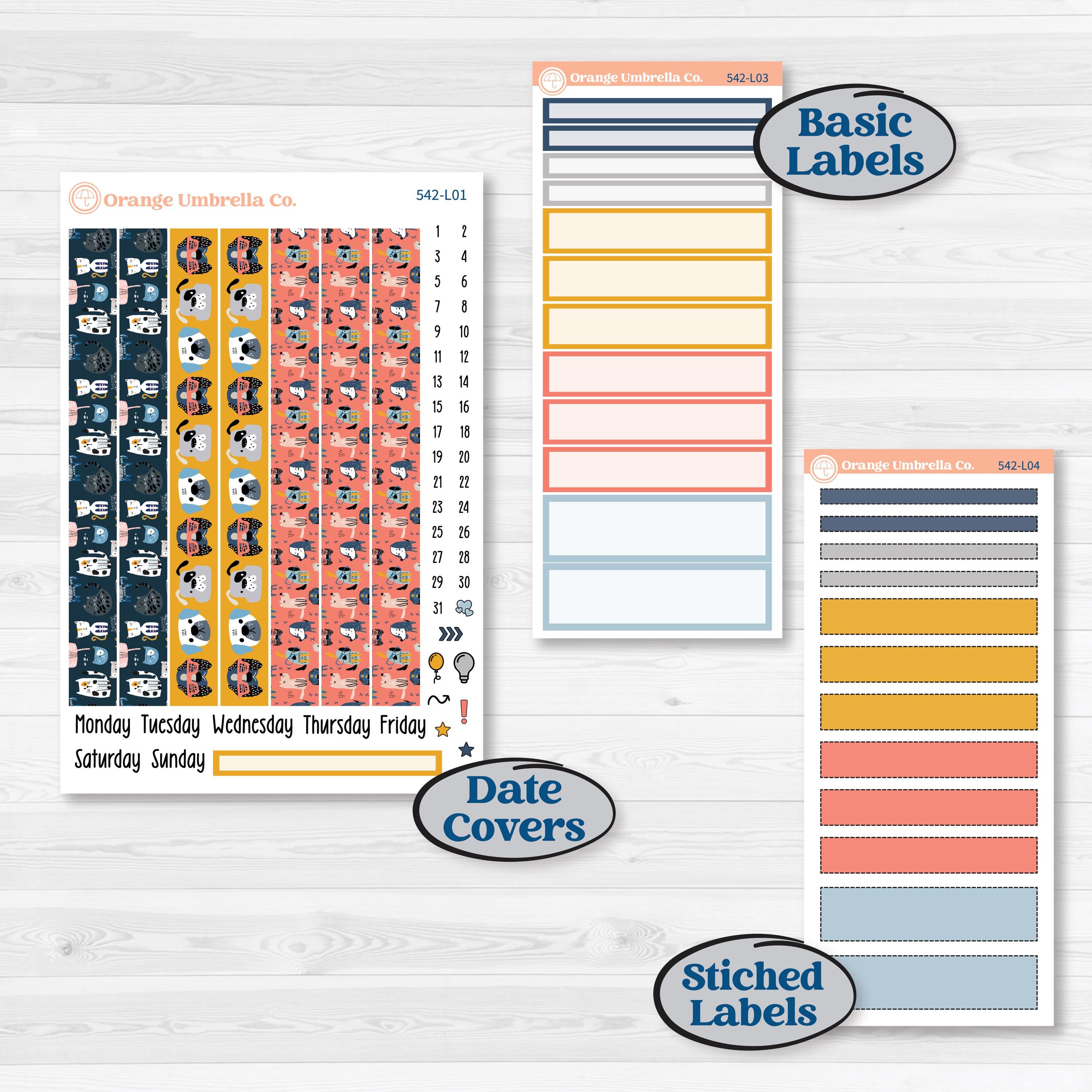 Pet Lover Planner Kit | 7x9 Plum Daily Planner Kit Stickers | Furever Friends | KIT-542-L