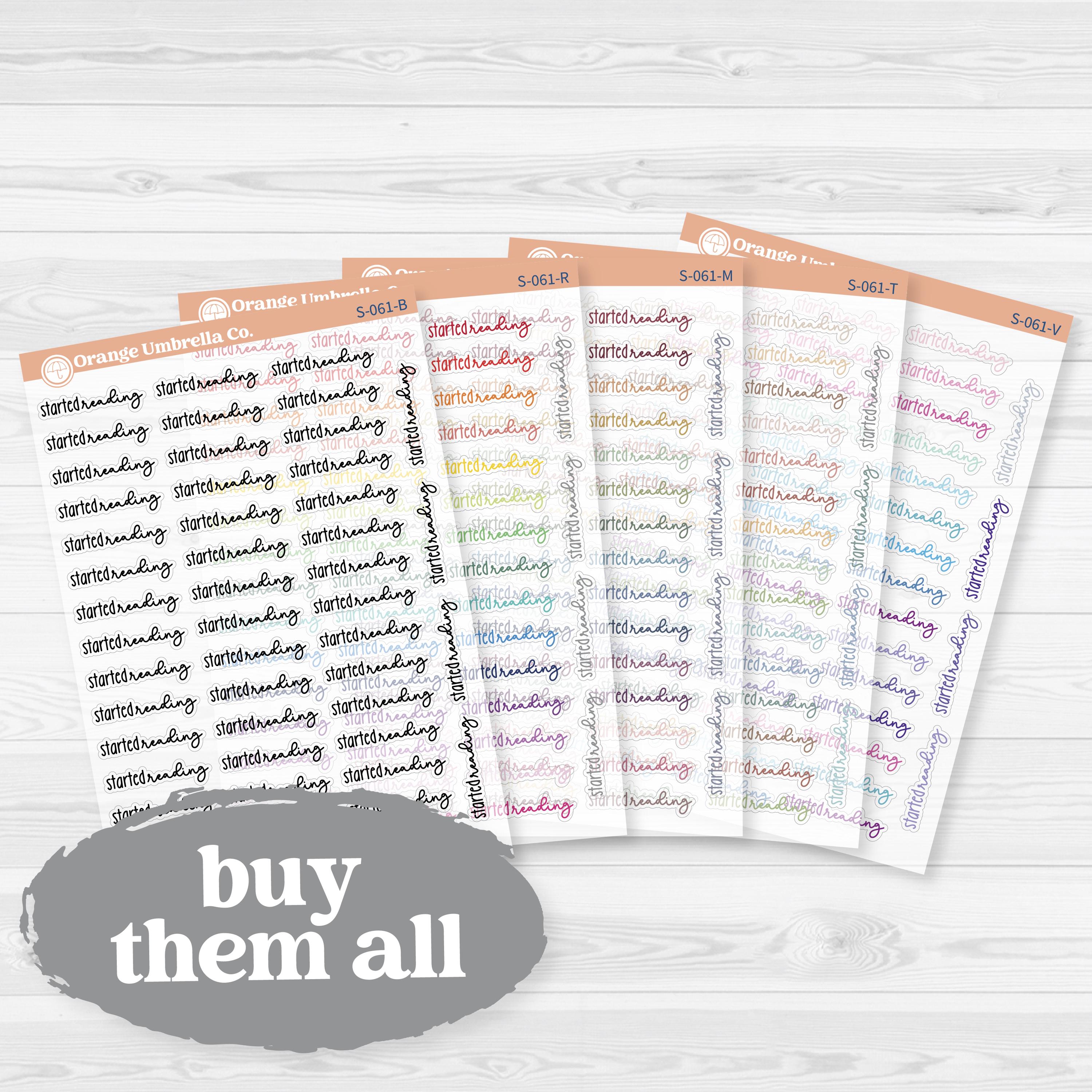 Started Reading Clear Matte Planner Script Stickers | Reading Journal Scripts F18 | S-061-CM