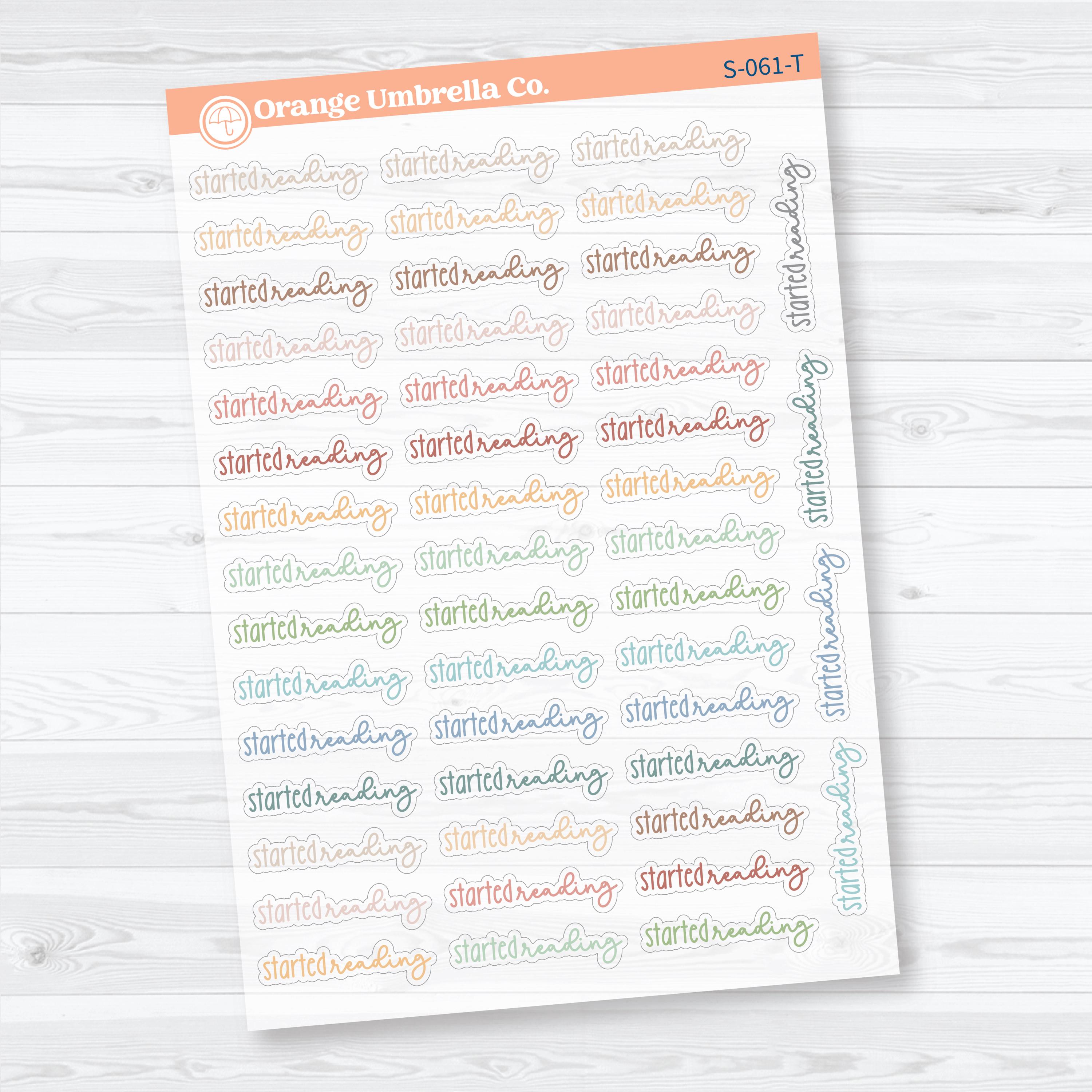 Started Reading Clear Matte Planner Script Stickers | Reading Journal Scripts F18 | S-061-CM